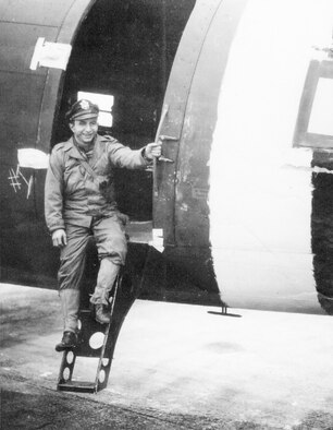 305th Troop Carrier Squadron navigator, Bill Silberkleit, pauses for a photograph after returning from a "D-Day plus 1" mission to Normandy, France. The 305th TCS was one of four flying squadrons assigned to the 442nd Troop Carrier Group whose D-Day mission was to drop paratroopers of the 82nd Airborne near St. Mere Eglise. Mister Silberkleit was the navigator aboard the Group's lead aircraft that day. The 442nd TCG was the World War II predecessor of the 442nd Fighter Wing, an Air Force Reserve Command A-10 Thunderbolt II unit based at Whiteman Air Force Base, Mo. (Photo courtesy of the Herky Barbour estate)