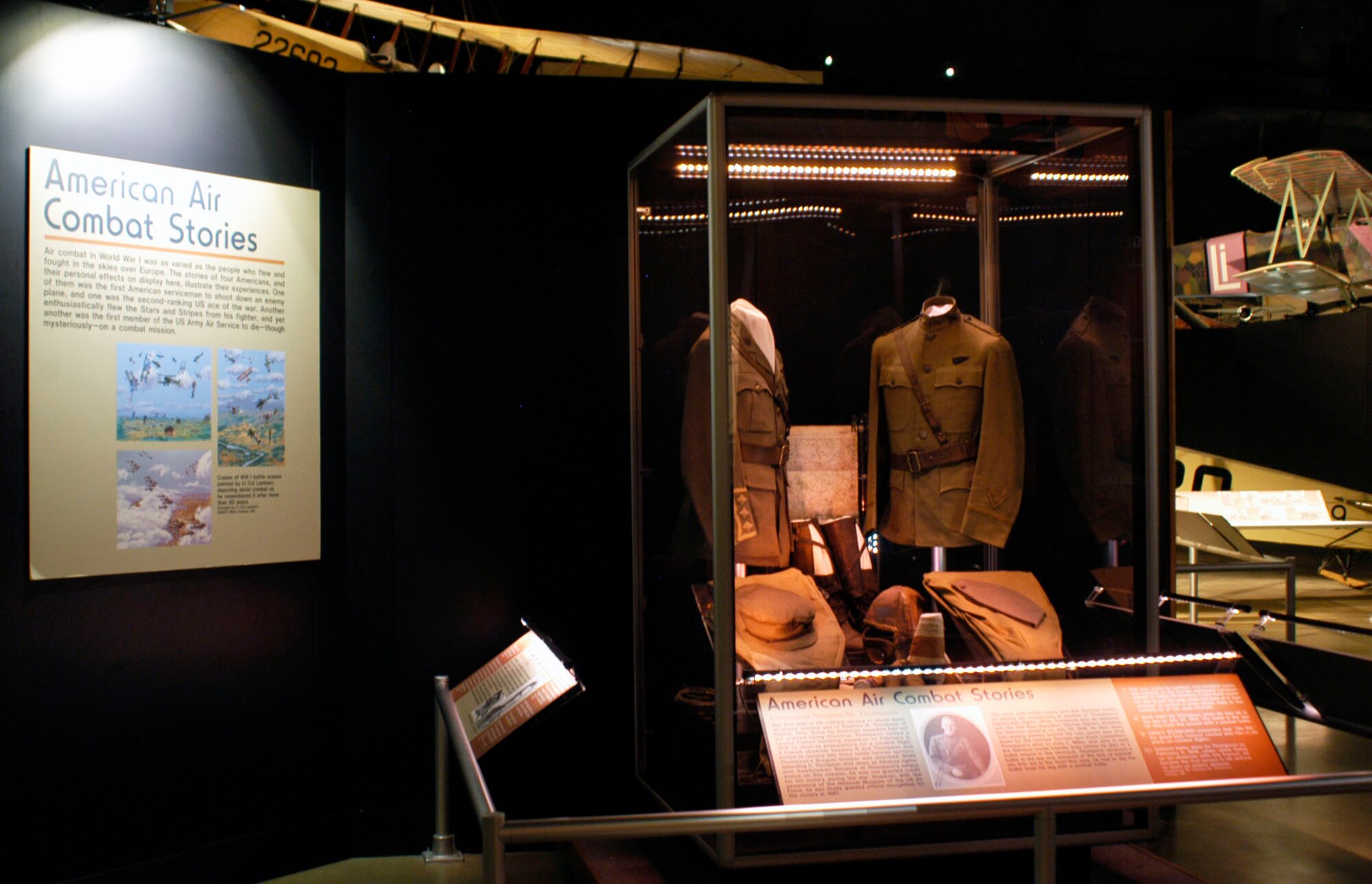 DAYTON, Ohio -- American Air Combat Stories exhibit in the Early Years Gallery at the National Museum of the United States Air Force. (U.S. Air Force photo)