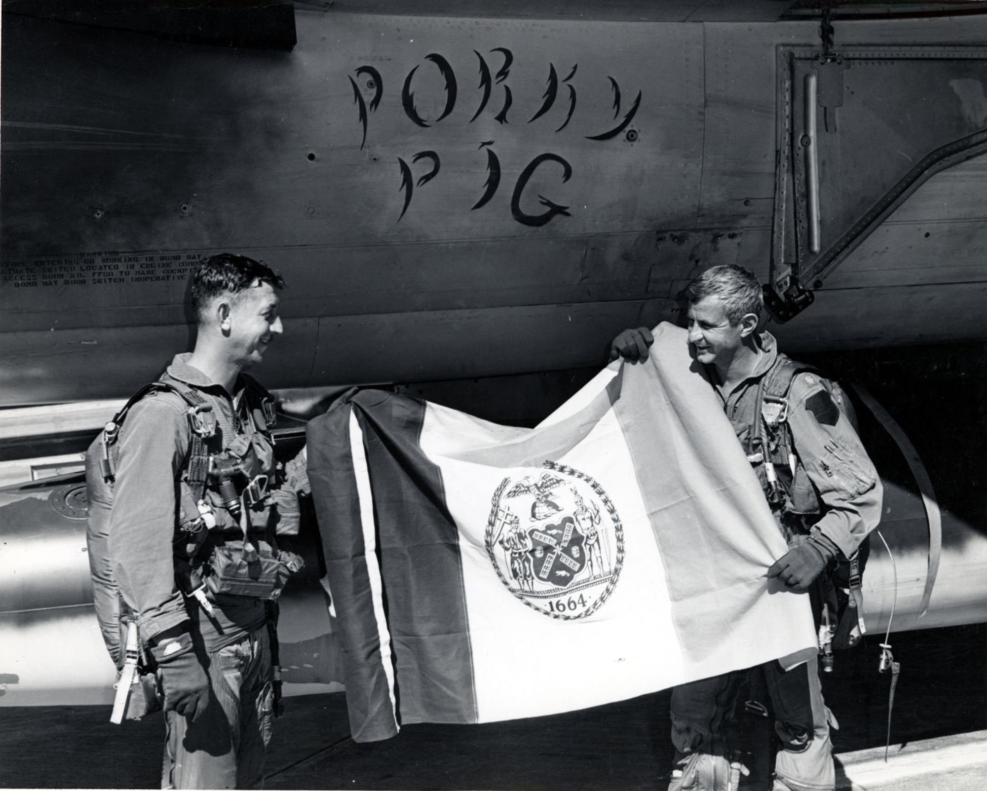 The mayor of New York City sent a city flag after Goldstein requested one to fly over North Vietnam. After doing so, he returned it to the mayor. (U.S. Air Force photo)