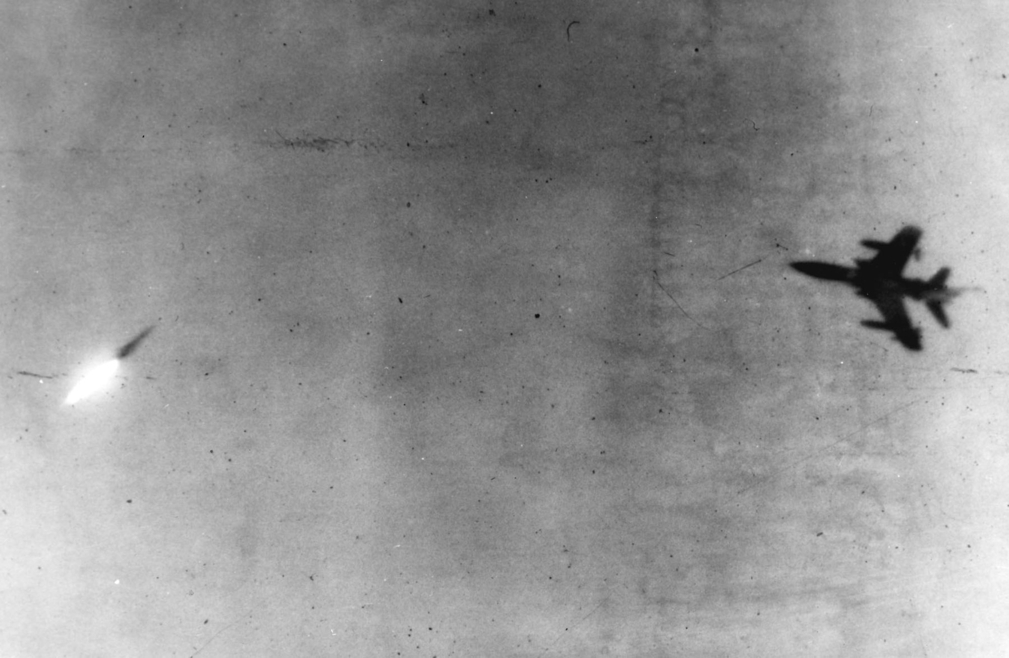 F-105 attempting to dodge an SA-2 over North Vietnam. (U.S Air Force photo)