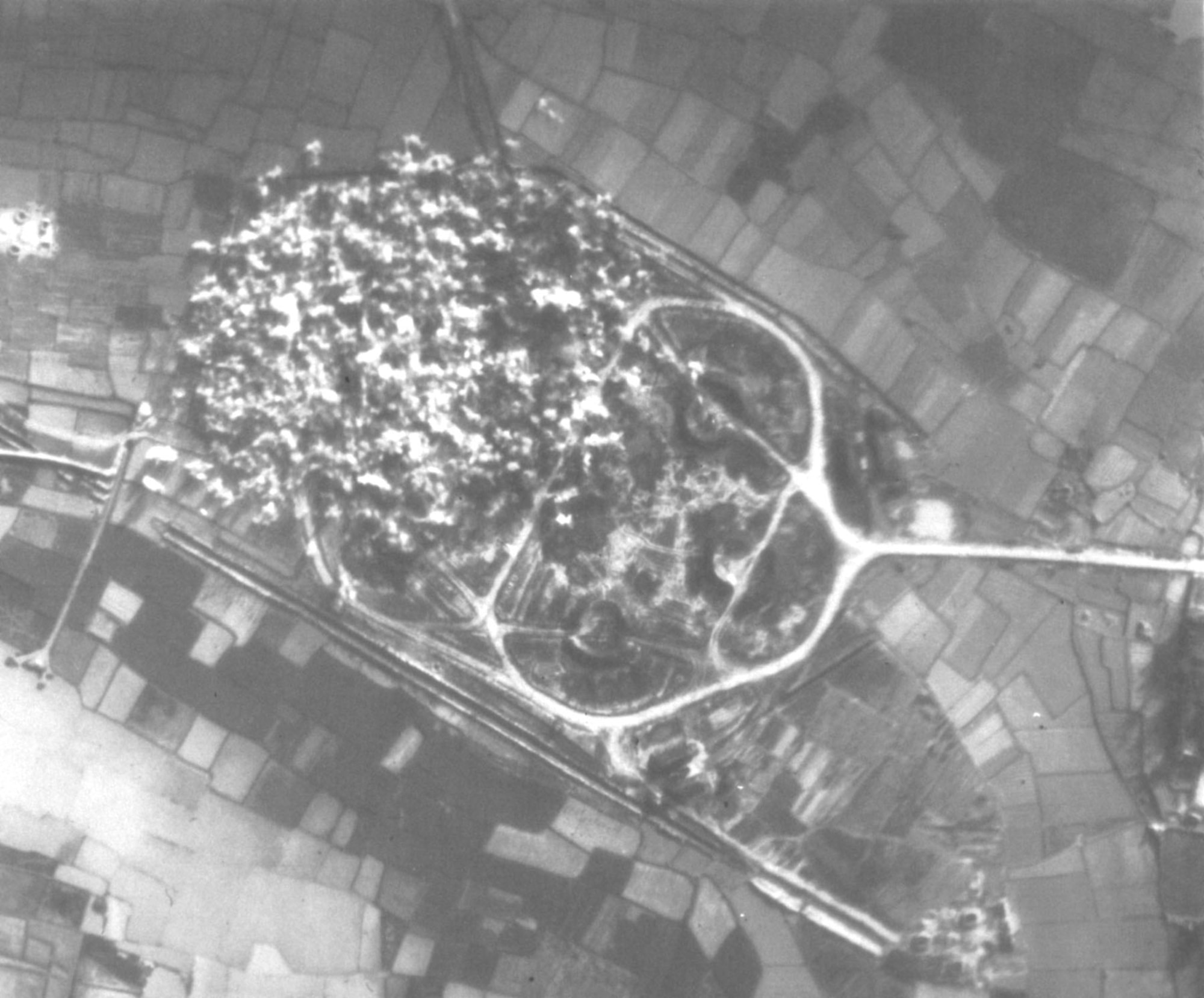 One half of an SA-2 site being blanketed by cluster bombs. (U.S. Air Force photo)