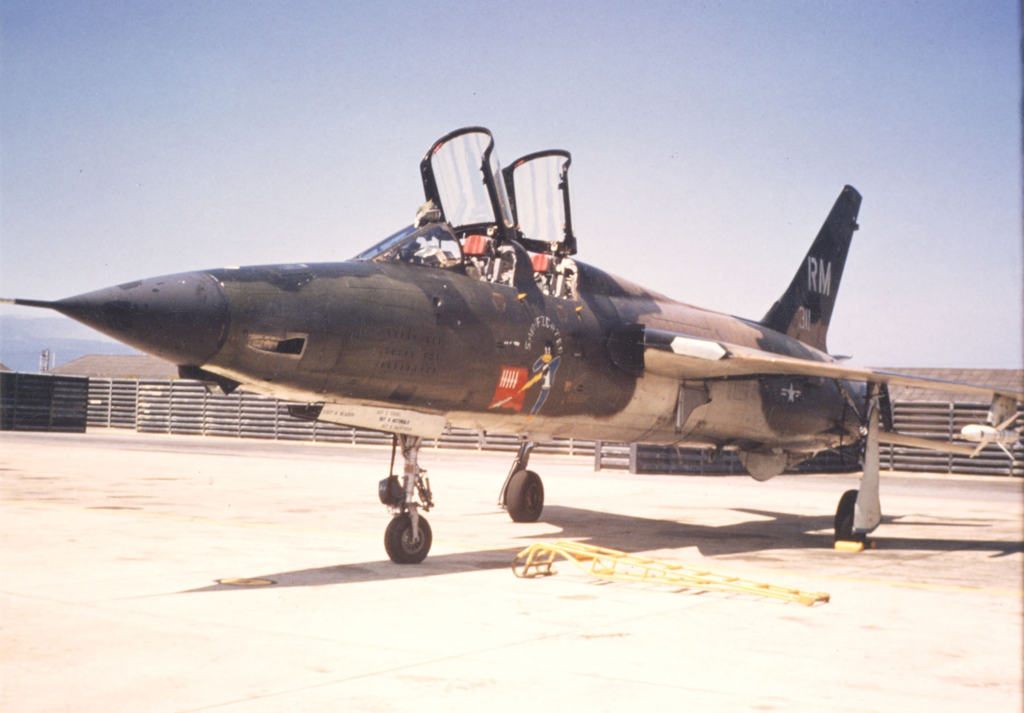 Of the 143 F-105F trainers built, 86 were converted into Wild Weasels like the one pictured here. Because of the high losses attributed to such a dangerous mission, though, there were typically fewer than a dozen aircraft available for missions at any one time. (U.S. Air Force photo)
