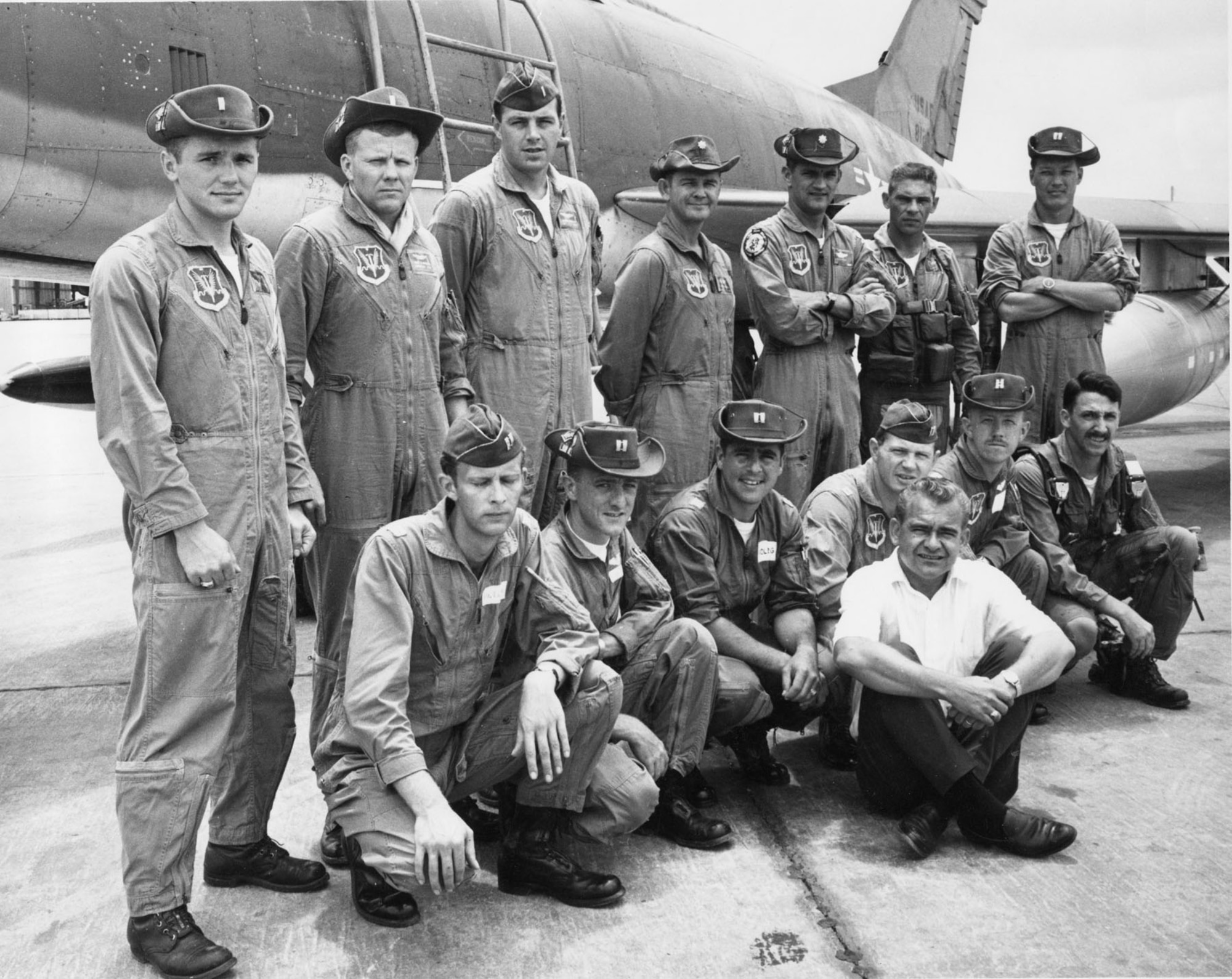 Pictured here is most of the second group of F-100F Wild Weasels at Korat in early 1966. (U.S. Air Force photo)