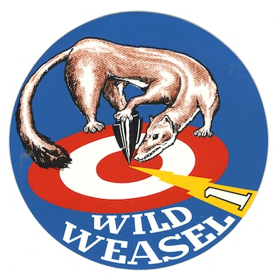 A weasel, nicknamed Willie, figures prominently in many official and unofficial Wild Weasel patches and logos. (U.S. Air Force)