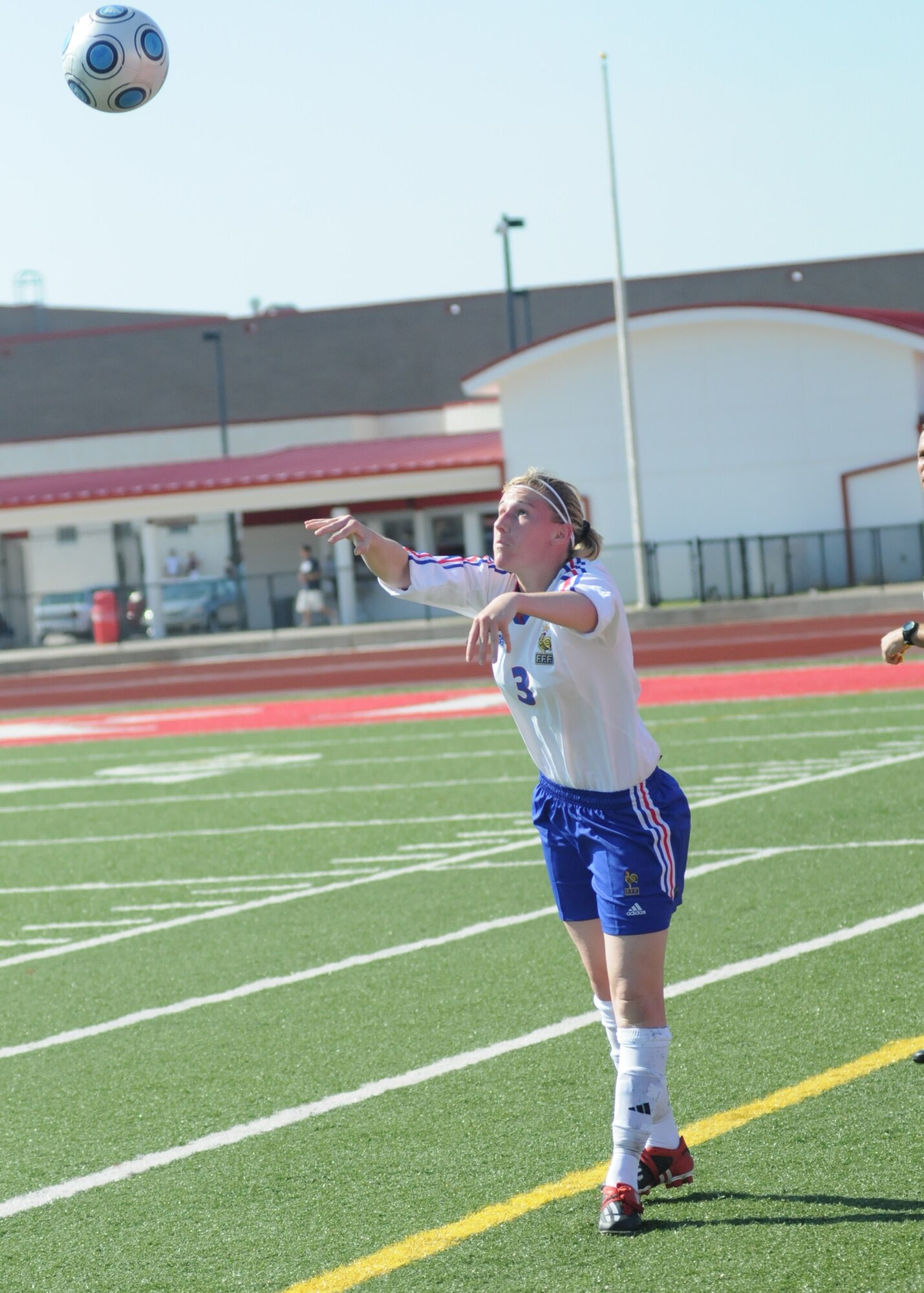 The Netherlands and France compete during the 5th CISM Women’s Soccer Championship at Biloxi High School Stadium 6 June.  The CISM tournament, hosted by Keesler Air Force Base, includes teams from Brazil, Canada, France, Germany, The Netherlands, The Republic of South Korea and the United States.  Matches are being held June 6 to 13, with the Gold match June 13 at 2 p.m.  Organizers say the tournament gives teams and people who attend a chance to develop bonds and life-long friendships between the countries and a chance to learn about one another’s cultural similarities and differences.  (U.S. Air Force photo by Kemberly Groue)