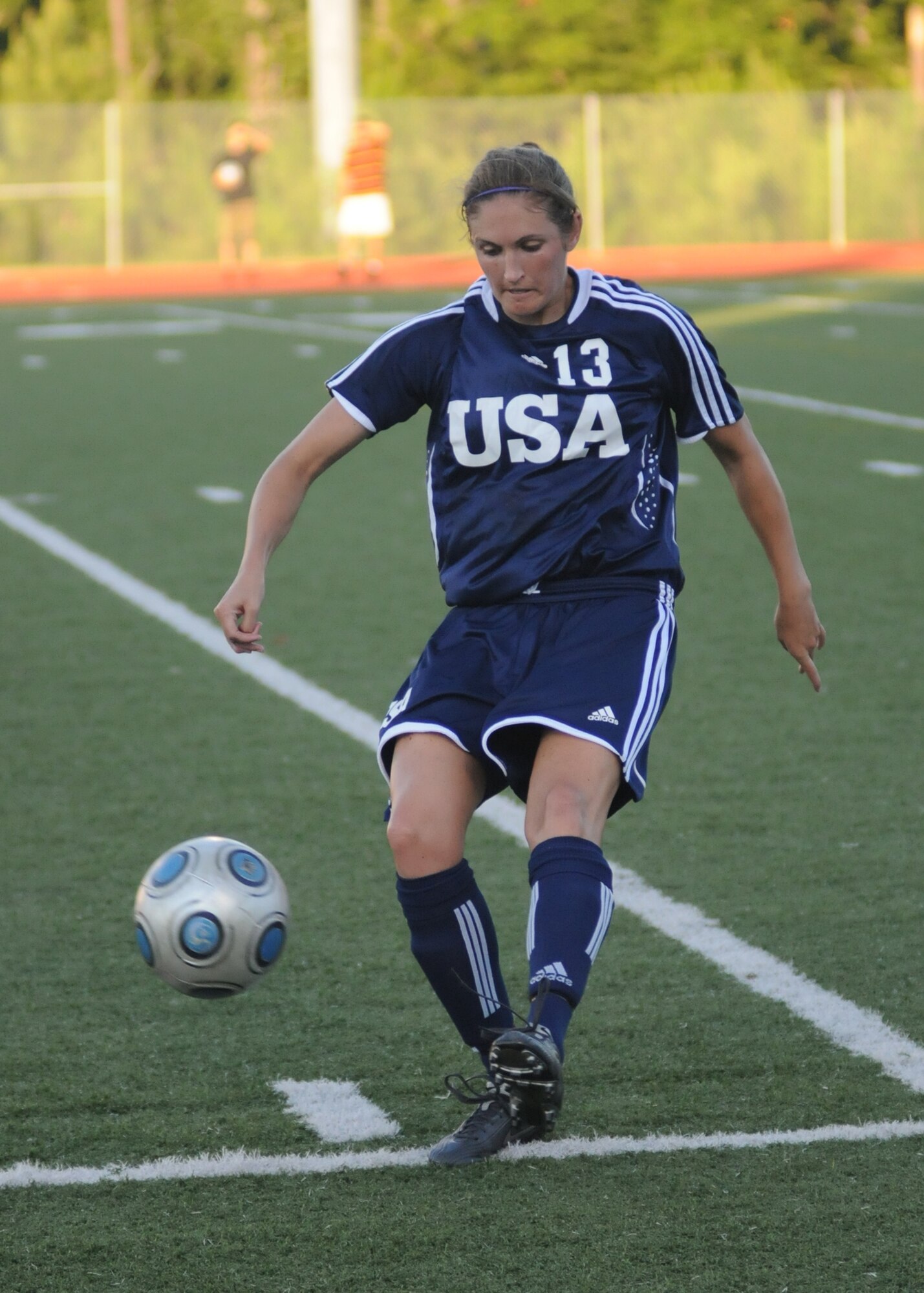The United States and The Republic of South Korea compete during the 5th CISM Women’s Soccer Championship at Biloxi High School Stadium 7 June.  The CISM tournament, hosted by Keesler Air Force Base, includes teams from Brazil, Canada, France, Germany, The Netherlands, The Republic of South Korea and the United States.  Matches are being held June 6 to 13, with the Gold match June 13 at 2 p.m.  Organizers say the tournament gives teams and people who attend a chance to develop bonds and life-long friendships between the countries and a chance to learn about one another’s cultural similarities and differences.  (U.S. Air Force photo by Kemberly Groue)