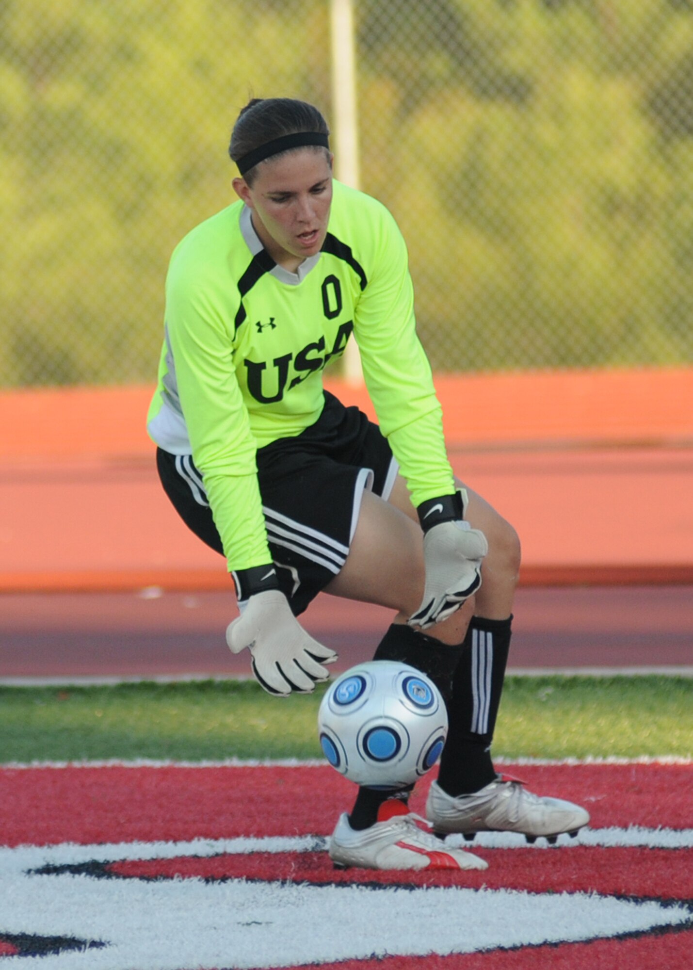The United States and The Republic of South Korea compete during the 5th CISM Women’s Soccer Championship at Biloxi High School Stadium 7 June.  The CISM tournament, hosted by Keesler Air Force Base, includes teams from Brazil, Canada, France, Germany, The Netherlands, The Republic of South Korea and the United States.  Matches are being held June 6 to 13, with the Gold match June 13 at 2 p.m.  Organizers say the tournament gives teams and people who attend a chance to develop bonds and life-long friendships between the countries and a chance to learn about one another’s cultural similarities and differences.  (U.S. Air Force photo by Kemberly Groue)