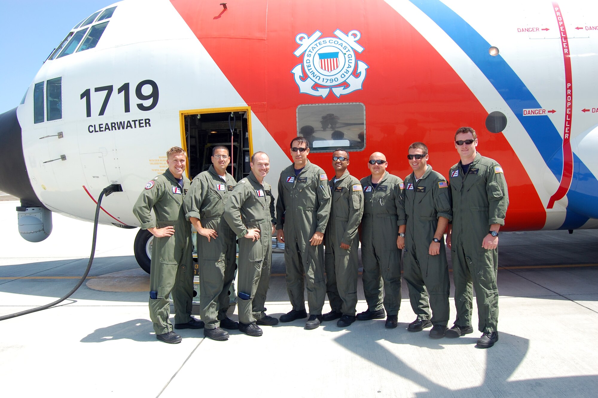 A U.S. Coast Guard C-130 crew deployed to FOL Manta, Ecuador, from Air Station Clearwater, Fla., aided the rescue of four local fishermen adrift in the eastern Pacific Ocean June 2. The fishermen were stranded at sea for 18 days, five days of which were without food and one without water. (U.S. Air Force photo by 1st Lt. Beth Woodward)