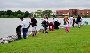 LANGLEY AIR FORCE BASE, Va. -- Members from the 1st Fighter Wing and Air Combat Command volunteered for the 21st Annual Clean the Bay Day here June 6. The program was brought about by the Chesapeake Bay foundation to help keep the bay clean of trash and debris. (U.S. Air Force photo/Senior Airman Dana Hill)