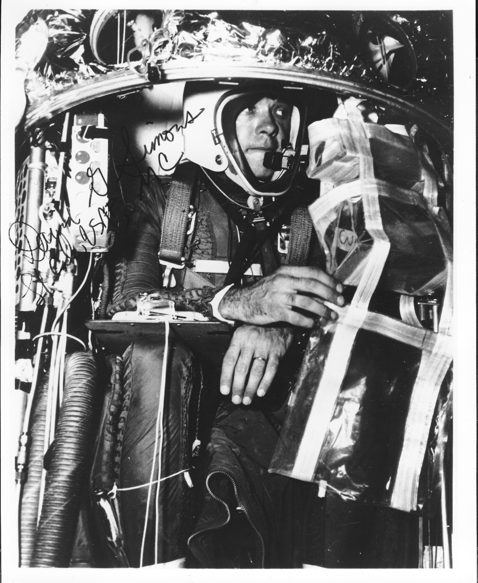 David Simons is seated into the Man High II capsule, and spent 11 hours sealed inside before he was even launched on a 32-hour flight. (Photo courtesy of NMMSH Archives)