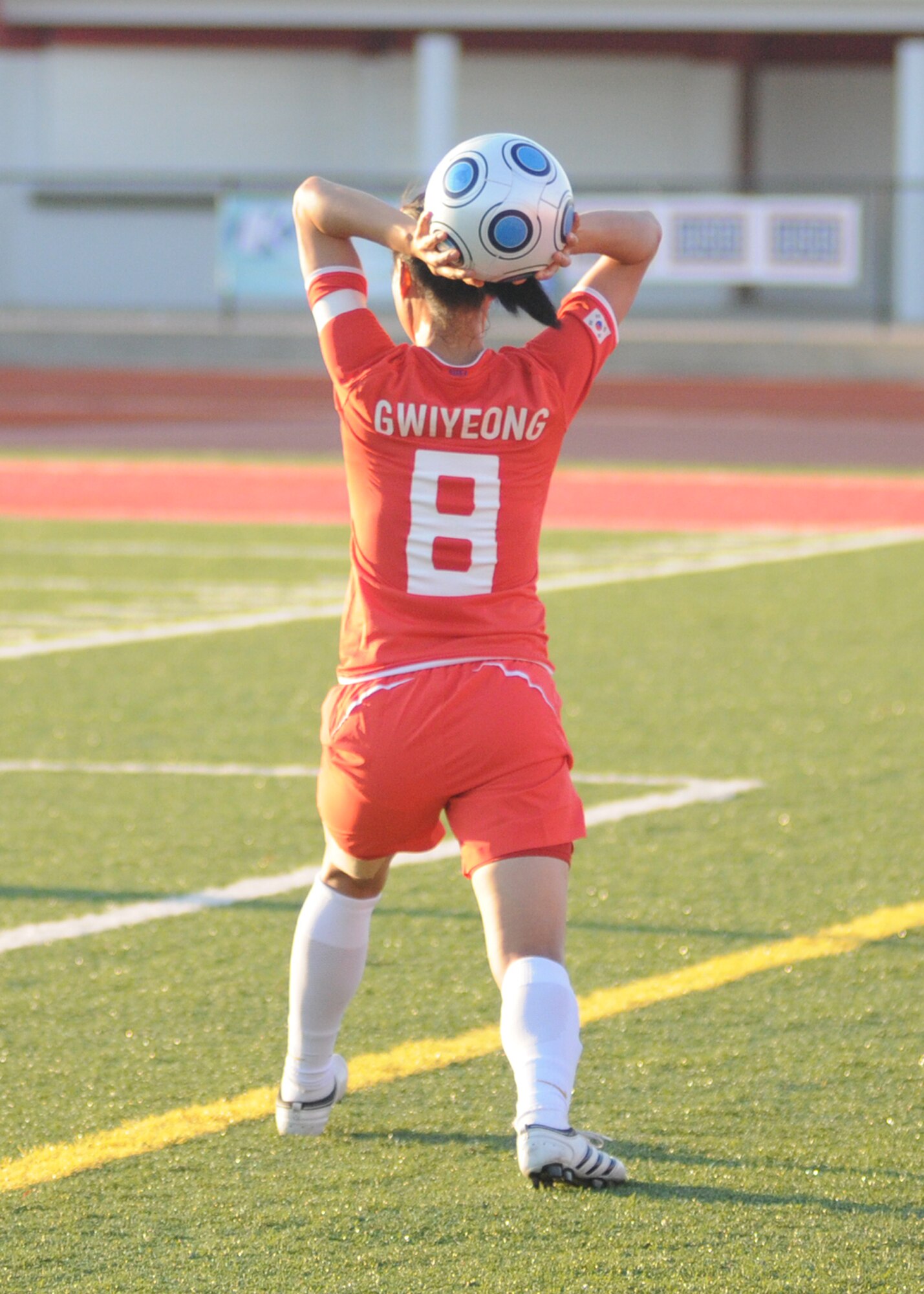 Brazil and The Republic of South Korea compete during the 5th CISM Women’s Soccer Championship at Biloxi High School Stadium 6 June.  The CISM tournament, hosted by Keesler Air Force Base, includes teams from Brazil, Canada, France, Germany, The Netherlands, The Republic of South Korea and the United States.  Matches are being held June 6 to 13, with the Gold match June 13 at 2 p.m.  Organizers say the tournament gives teams and people who attend a chance to develop bonds and life-long friendships between the countries and a chance to learn about one another’s cultural similarities and differences.  (U.S. Air Force photo by Kemberly Groue)