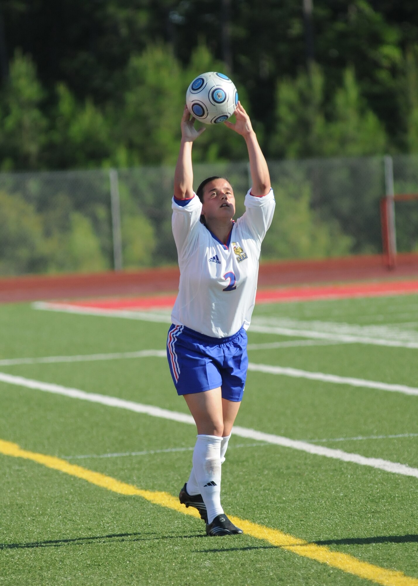 Brazil and The Republic of South Korea compete during the 5th CISM Women’s Soccer Championship at Biloxi High School Stadium 6 June.  The CISM tournament, hosted by Keesler Air Force Base, includes teams from Brazil, Canada, France, Germany, The Netherlands, The Republic of South Korea and the United States.  Matches are being held June 6 to 13, with the Gold match June 13 at 2 p.m.  Organizers say the tournament gives teams and people who attend a chance to develop bonds and life-long friendships between the countries and a chance to learn about one another’s cultural similarities and differences.  (U.S. Air Force photo by Kemberly Groue)