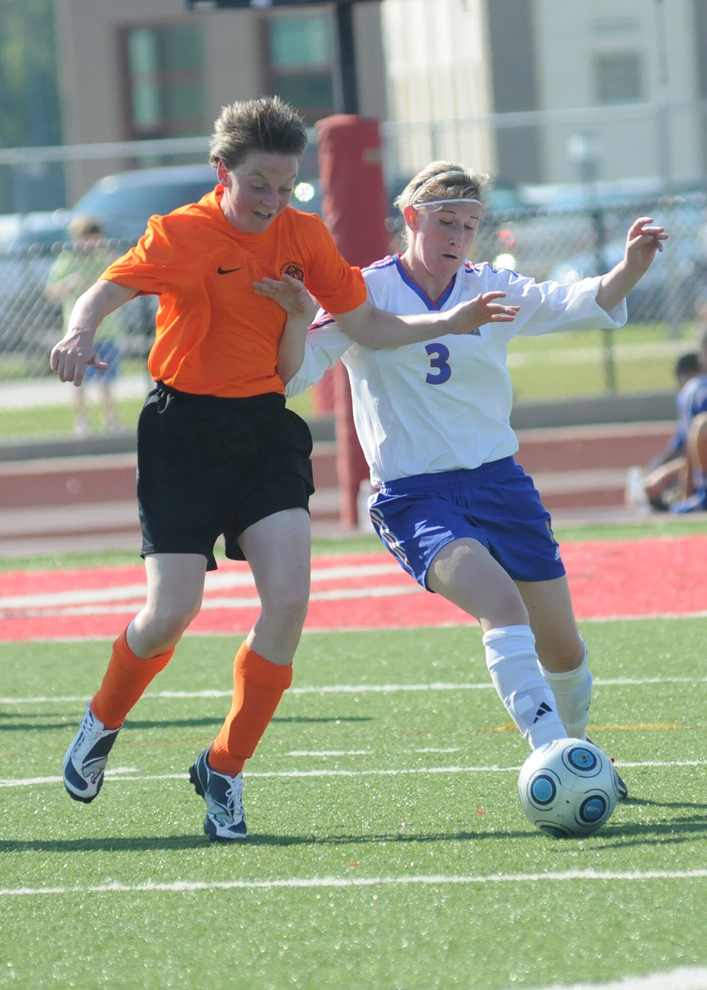 Brazil and The Republic of South Korea compete during the 5th CISM Women’s Soccer Championship at Biloxi High School Stadium 6 June.  The CISM tournament, hosted by Keesler Air Force Base, includes teams from Brazil, Canada, France, Germany, The Netherlands, The Republic of South Korea and the United States.  Matches are being held June 6 to 13, with the Gold match June 13 at 2 p.m.  Organizers say the tournament gives teams and people who attend a chance to develop bonds and life-long friendships between the countries and a chance to learn about one another’s cultural similarities and differences.  (U.S. Air Force photo by Kemberly Groue)