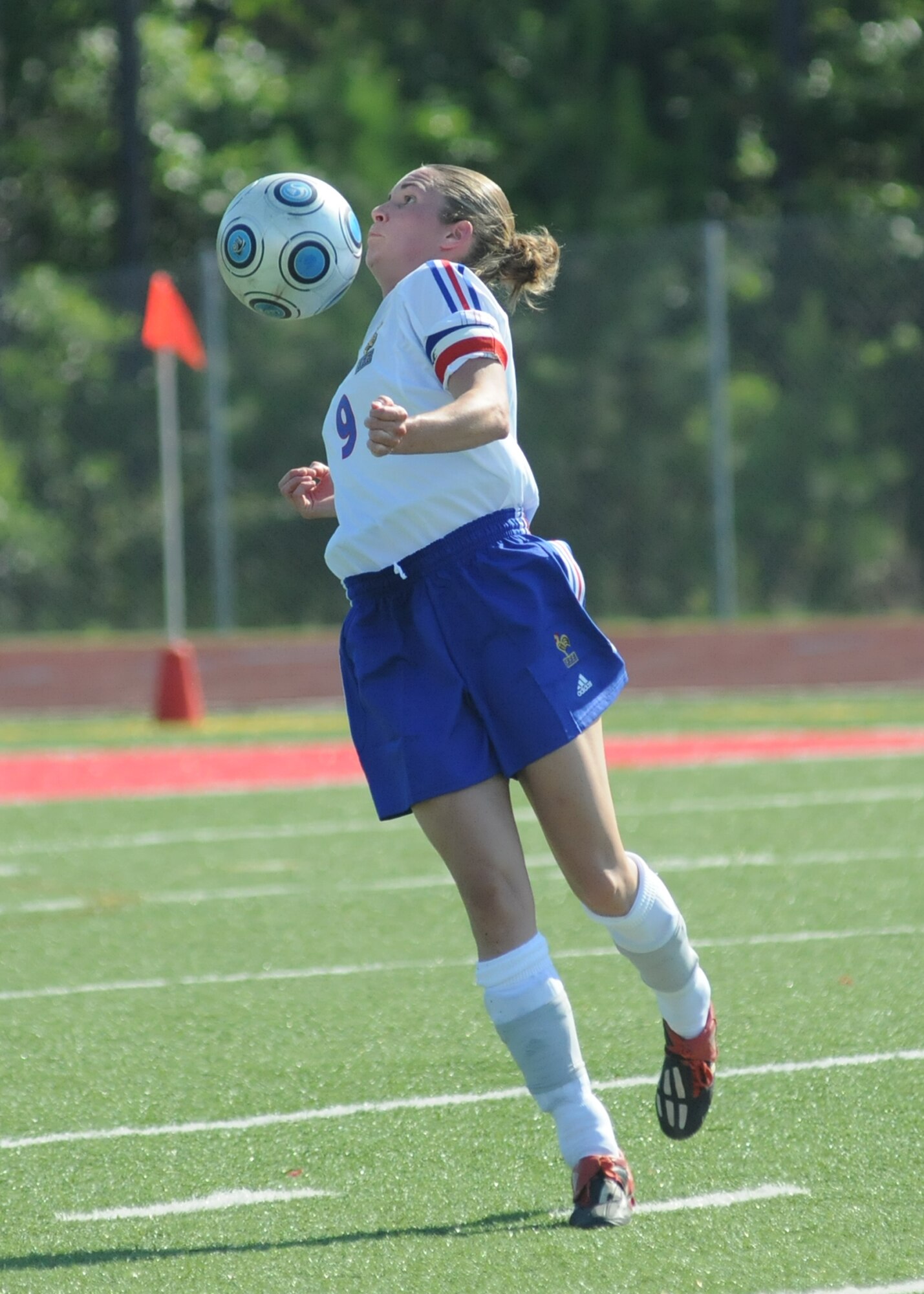 Brazil and The Republic of South Korea compete during the 5th CISM Women’s Soccer Championship at Biloxi High School Stadium 6 June.  The CISM tournament, hosted by Keesler Air Force Base, includes teams from Brazil, Canada, France, Germany, The Netherlands, The Republic of South Korea and the United States.  Matches are being held June 6 to 13, with the Gold match June 13 at 2 p.m.  Organizers say the tournament gives teams and people who attend a chance to develop bonds and life-long friendships between the countries and a chance to learn about one another’s cultural similarities and differences.  (U.S. Air Force photo by Kemberly Groue)