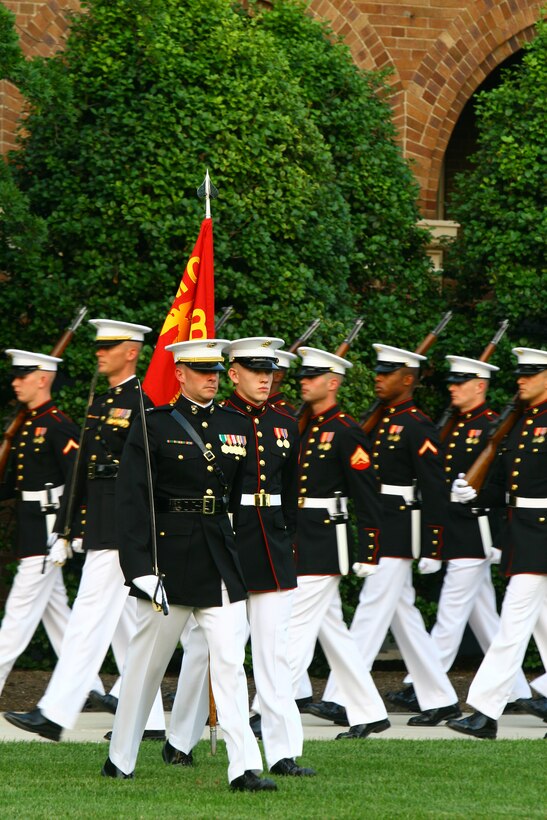 Marines perform during the honor ceremony of the Brigadier General Select Ceremony at Marine Barracks Washington, June 8.