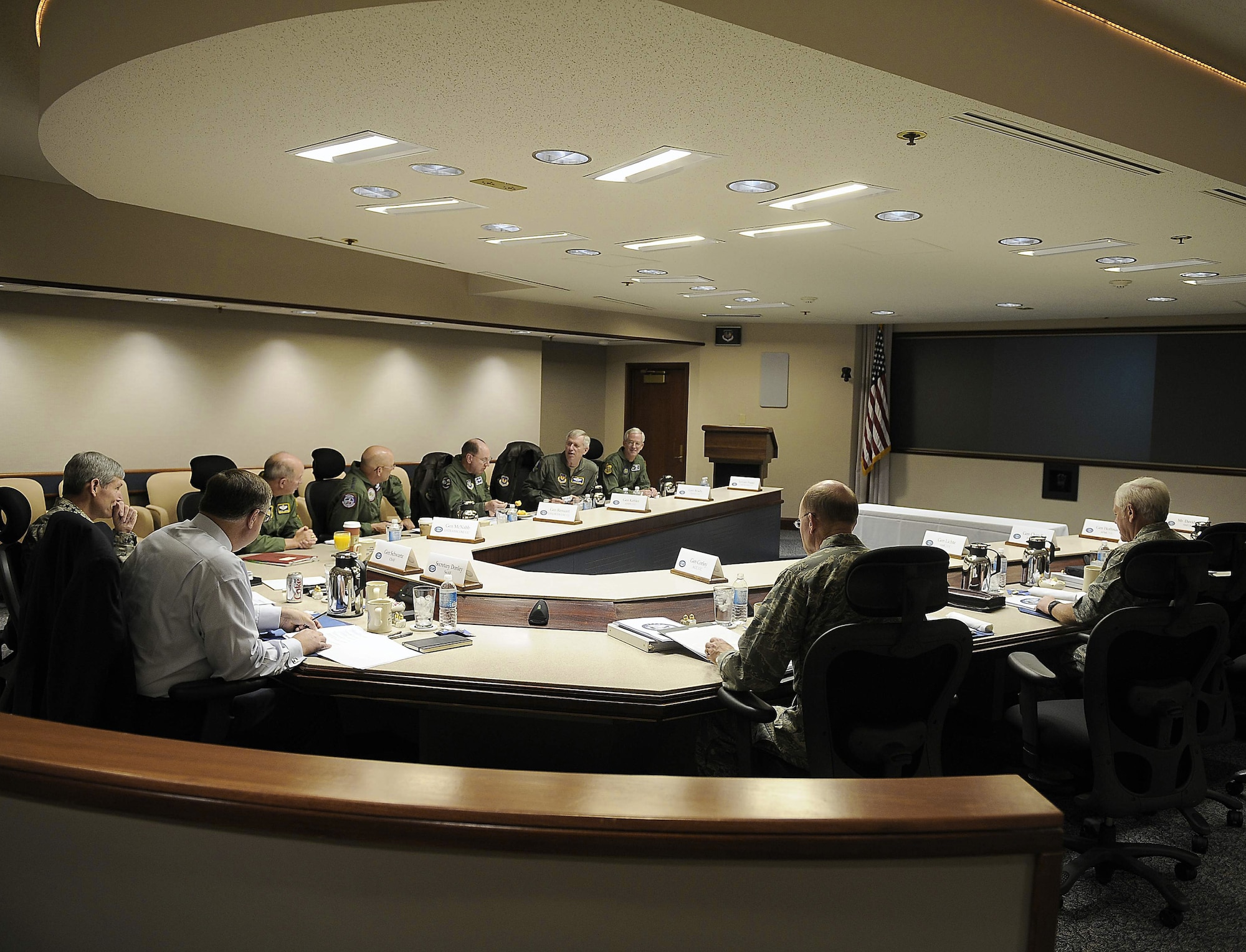 Air Force Chief of Staff Gen. Norton Schwartz and Secretary of the Air Force Michael Donley lead the four-star session of CORONA Top 2009 June 6 at Wright-Patterson Air Force Base, Ohio. This was the fifth successive year CORONA Top has been hosted at Wright-Patterson.  (U.S. Air Force photo/Scott Ash)
