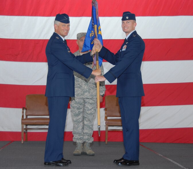Lt. Col. Bret Anderson assumed command of the 325th Operations Support Squadron at a ceremony here June 5.  The 325th OSS provides support, academic instruction, and simulator training to a 77-aircraft fighter wing which trains F-15C pilots, F-22 pilots and Air Battle Managers.  (U.S. Air Force photo/Robin Walters)  