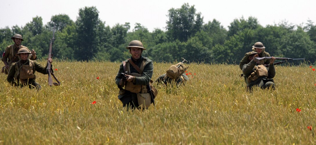 Marines from Marine Corps Base Quantico, Va., were filmed reenacting the Battle of Belleau Wood June 9. The film will be used in the new phase of the National Museum of the Marine Corps scheduled to open April 2010. The film will be one of the centerpieces of the new wing of the museum.
