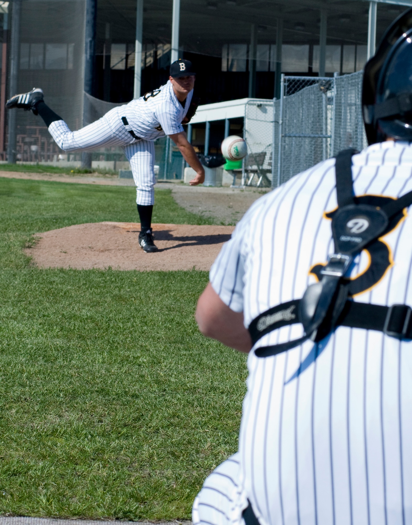 ANCHORAGE, Alaska -- Anchorage Bucs pitcher Mark Joukoff warms up before the Military Appreciation Day game against the Elmendorf Eagles. The Bucs have had a military appreciation game for more than 10 years; however, this is the first time they've played an Elmendorf baseball team. (U.S. Air Force photo/Airman Jack Sanders)