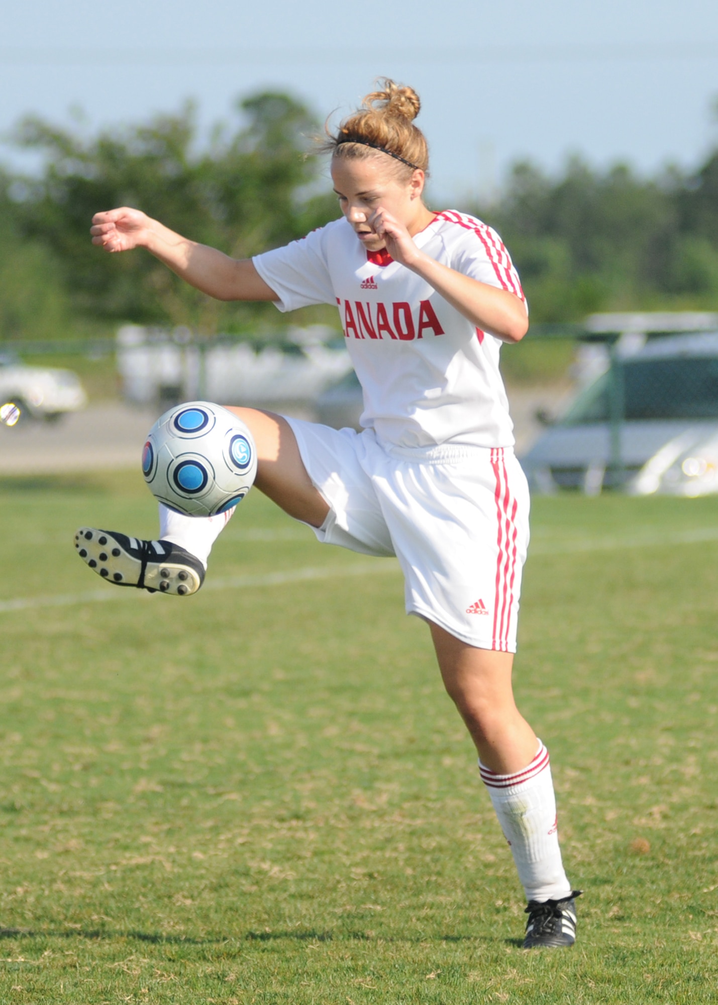 The Netherlands  and Canada compete during the 5th CISM Women’s Soccer Championship at the Gulfport Sports Complex 9 June.  The CISM tournament, hosted by Keesler Air Force Base, includes teams from Brazil, Canada, France, Germany, The Netherlands, The Republic of South Korea and the United States.  Matches are being held June 6 to 13, with the Gold match June 13 at 2 p.m.  Organizers say the tournament gives teams and people who attend a chance to develop bonds and life-long friendships between the countries and a chance to learn about one another’s cultural similarities and differences.  (U.S. Air Force photo by Kemberly Groue)