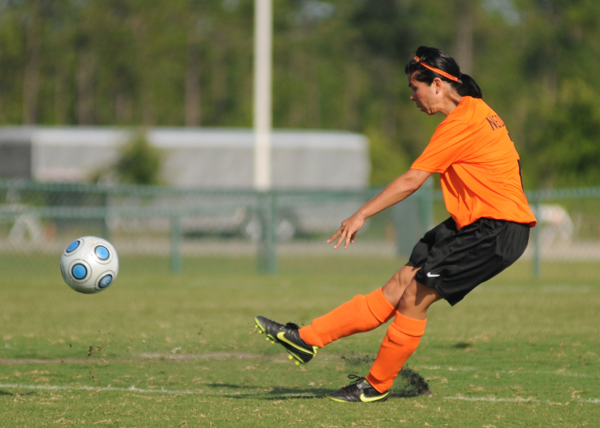 The Netherlands  and Canada compete during the 5th CISM Women’s Soccer Championship at the Gulfport Sports Complex 9 June.  The CISM tournament, hosted by Keesler Air Force Base, includes teams from Brazil, Canada, France, Germany, The Netherlands, The Republic of South Korea and the United States.  Matches are being held June 6 to 13, with the Gold match June 13 at 2 p.m.  Organizers say the tournament gives teams and people who attend a chance to develop bonds and life-long friendships between the countries and a chance to learn about one another’s cultural similarities and differences.  (U.S. Air Force photo by Kemberly Groue)