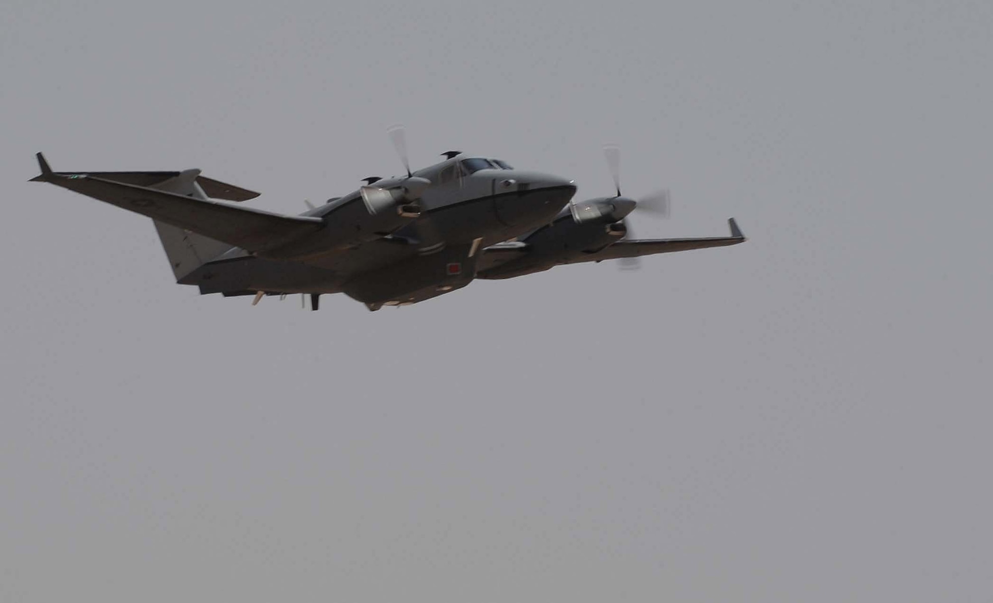 JOINT BASE BALAD, Iraq — The first MC-12 Liberty aircraft in-theater flies its first combat sortie in Iraq June 10. A new Air Force medium-altitude manned special-mission turboprop aircraft designed for intelligence, surveillance and reconnaissance, the MC-12 aircraft will operate from here in support of Coalition and joint ground forces. (U.S. Air Force photo/Senior Airman Elizabeth Rissmiller)