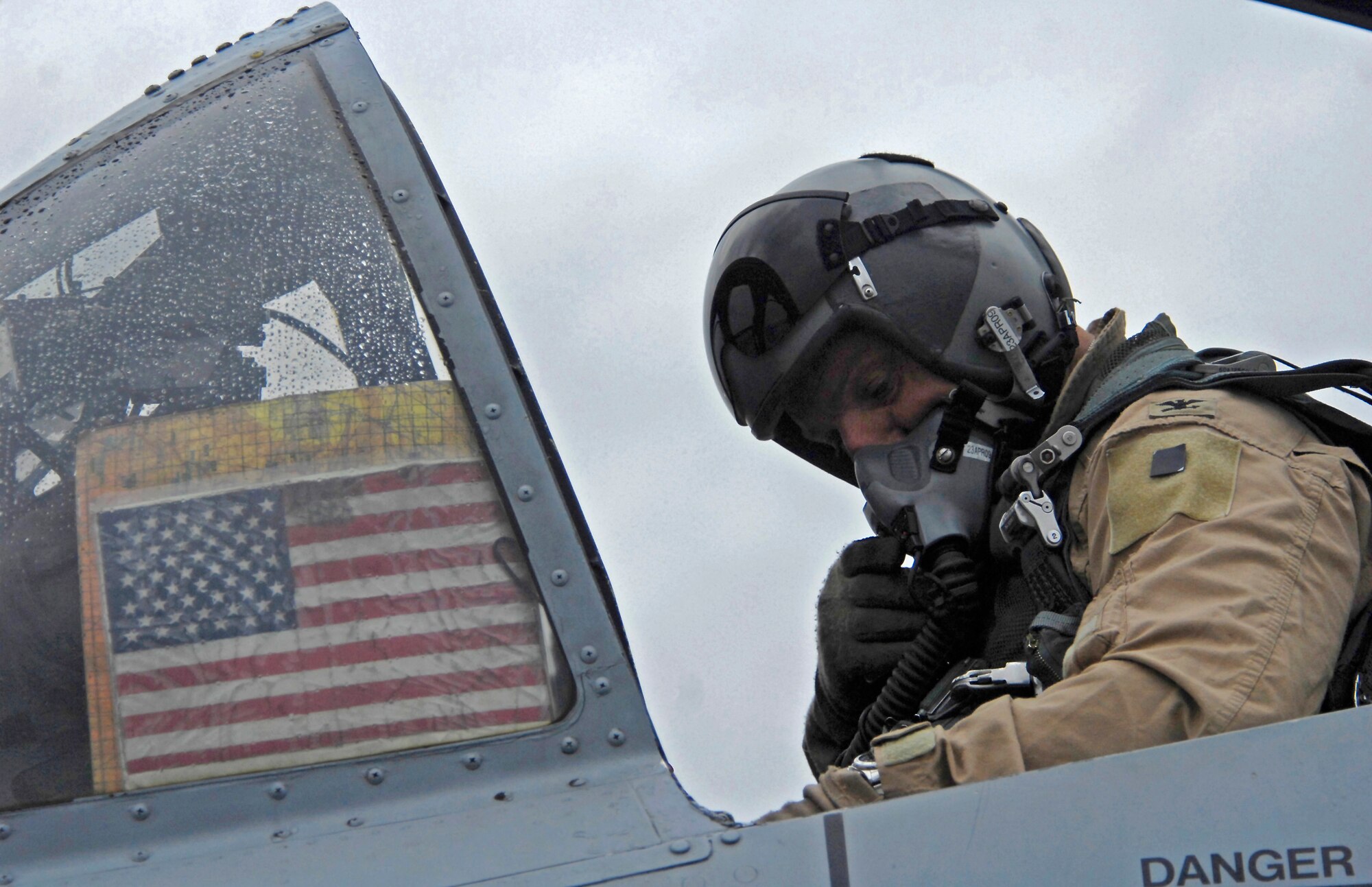 BAGRAM AIR FIELD, Afghanistan - Col. Raymond Strasburger, 455th Expeditionary Operations Group commander and A-10 Warthog pilot, goes through his pre-flight checks before taking off on a close air support mission over Afghanistan. Last month the 74th EFS and 336th Expeditionary Fighter Squadron  together logged a total of more than 5,000 combat flight hours over Afghanistan. The F-15s and A-10s assigned here provide close air support and airborne intelligence, surveillance and reconnaissance for American and coalition ground troops. (Air Force/Staff Sgt. Jason Lake)