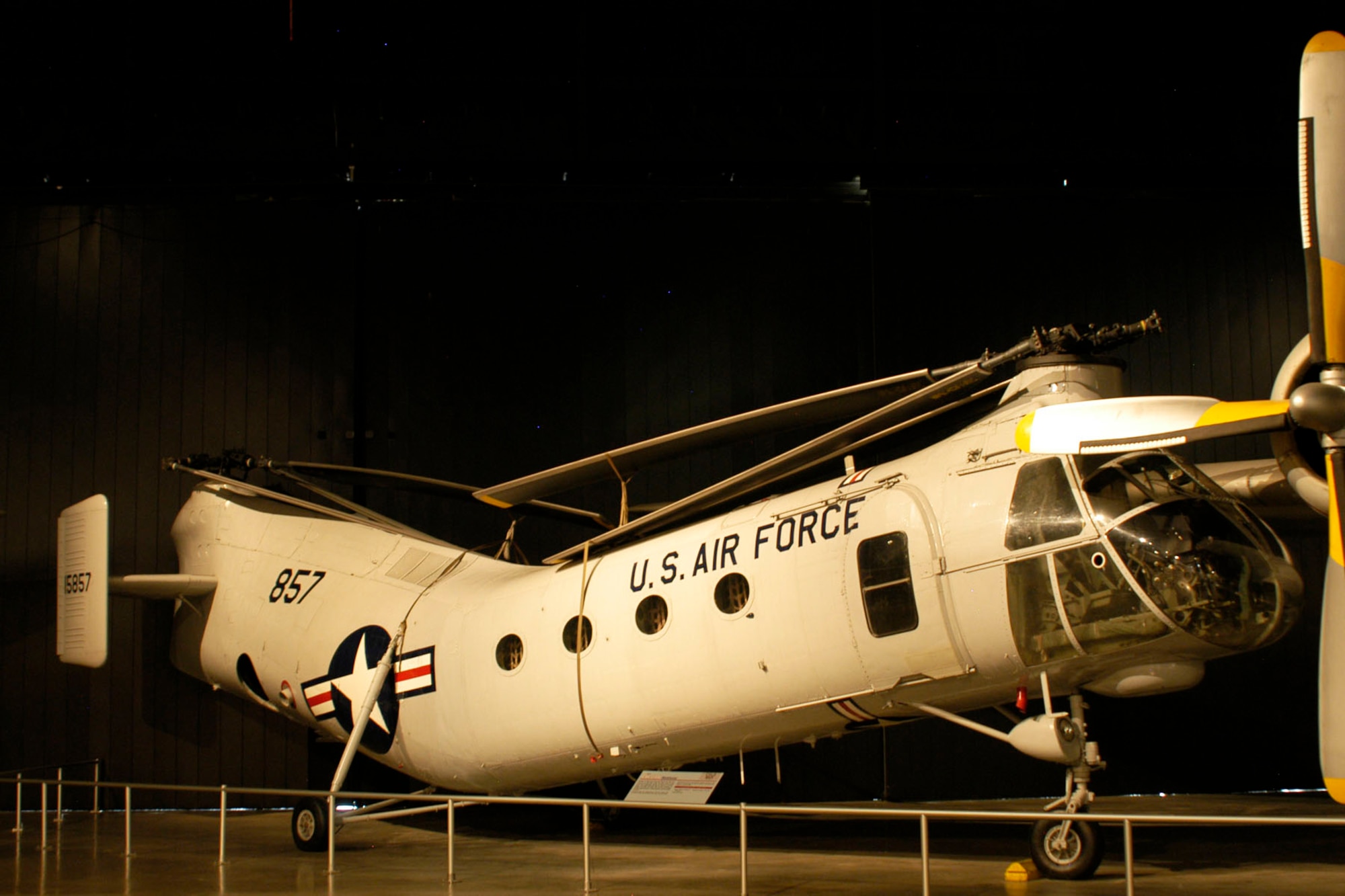 DAYTON, Ohio -- Vertol CH-21B Workhorse in the Cold War Gallery at the National Museum of the United States Air Force. (U.S. Air Force photo) 