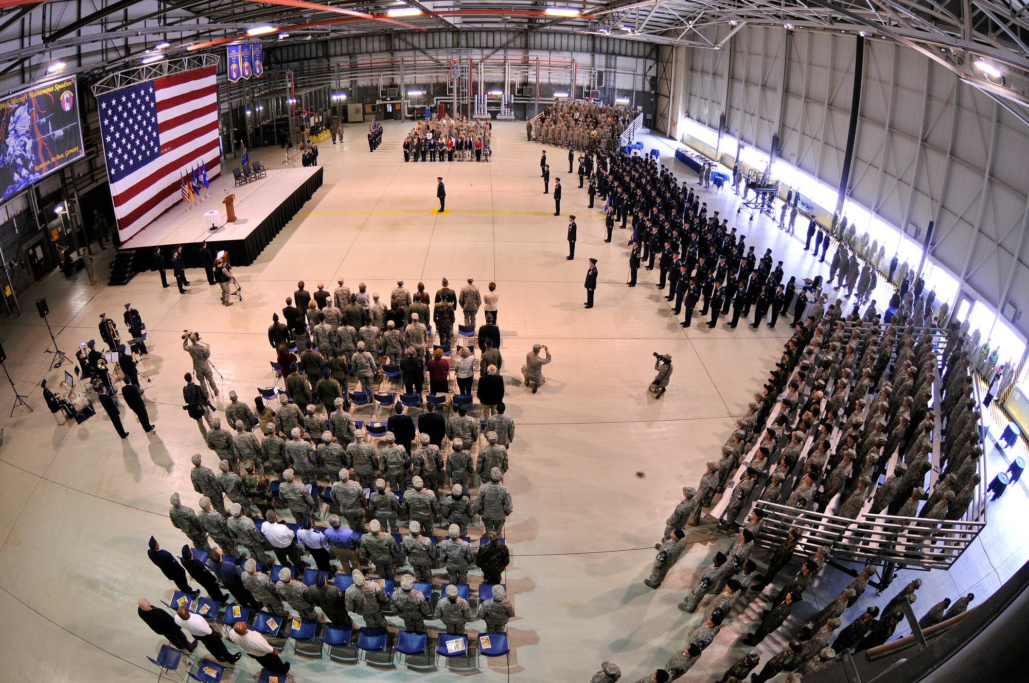 U.S. Air Force Airmen from the 435th Air Base Wing participate in a change of command ceremony, Ramstein Air Base, Germany, June 11, 2009. (U.S. Air Force photo by Staff Sgt. Stephen J. Otero)
