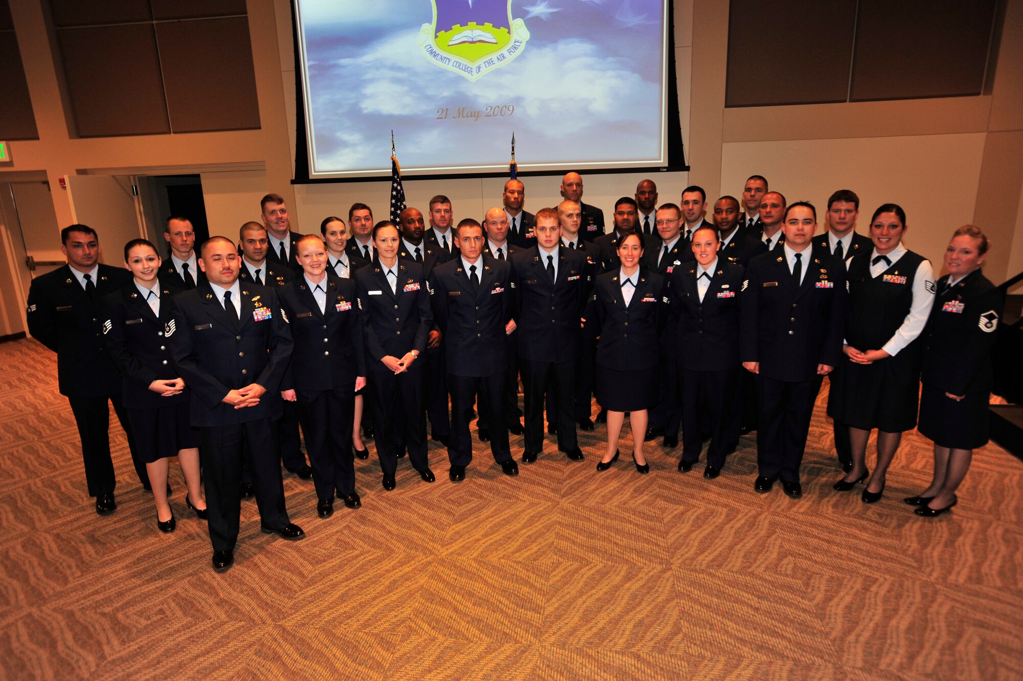 BUCKLEY AIR FORCE BASE, Colo. -- Airmen from across Team Buckley graduated from The Community College of the Air Force, May 21, in a ceremony at the Leadership Development Center here. (U.S. Air Force photo by Senior Airman Alex Gochnour)
