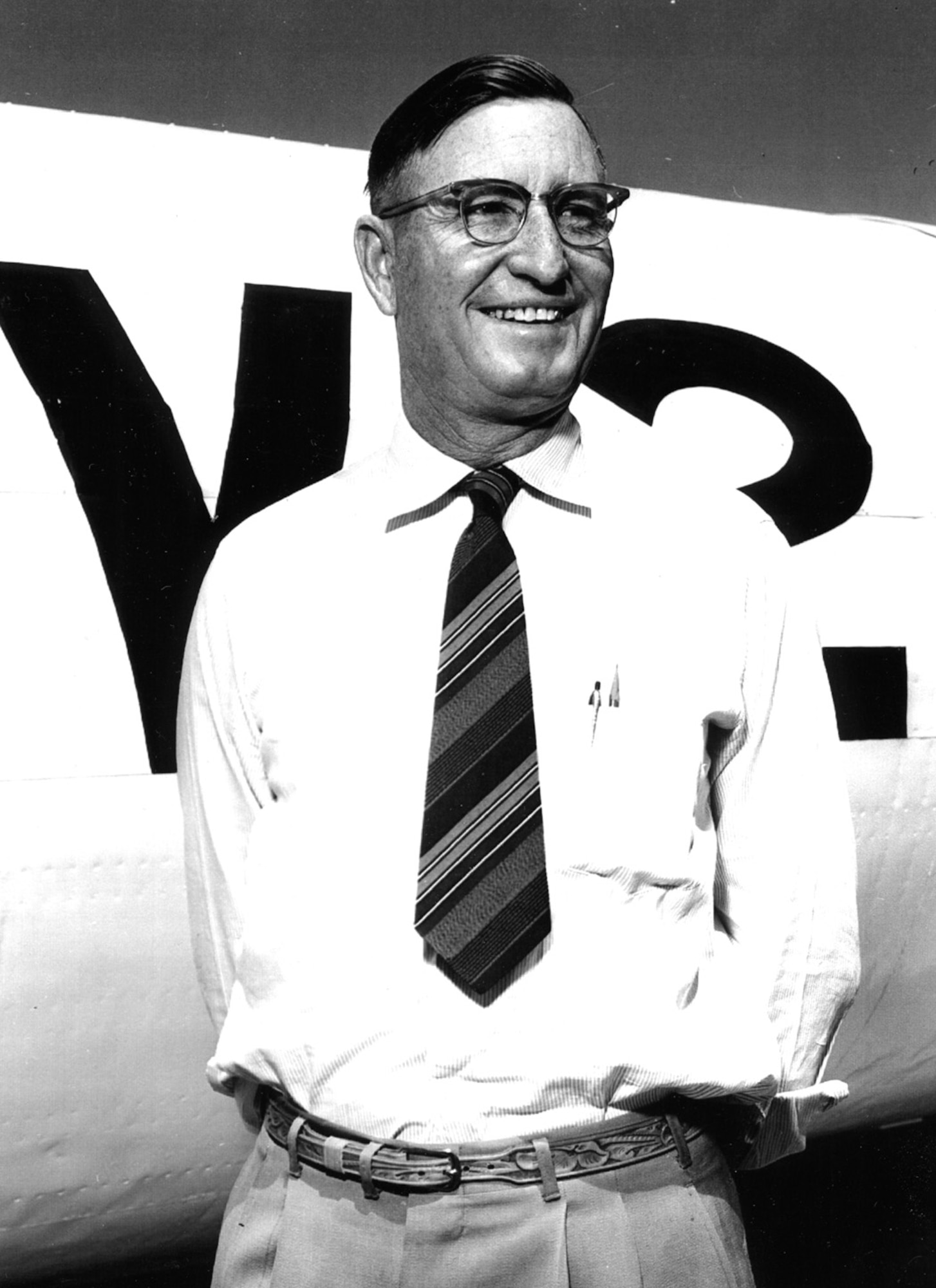 Charlie Brink back in the days when the White sands display V-2 was still mounted horizontally - before it was placed upright in the old Missile Park. (Photo provided)