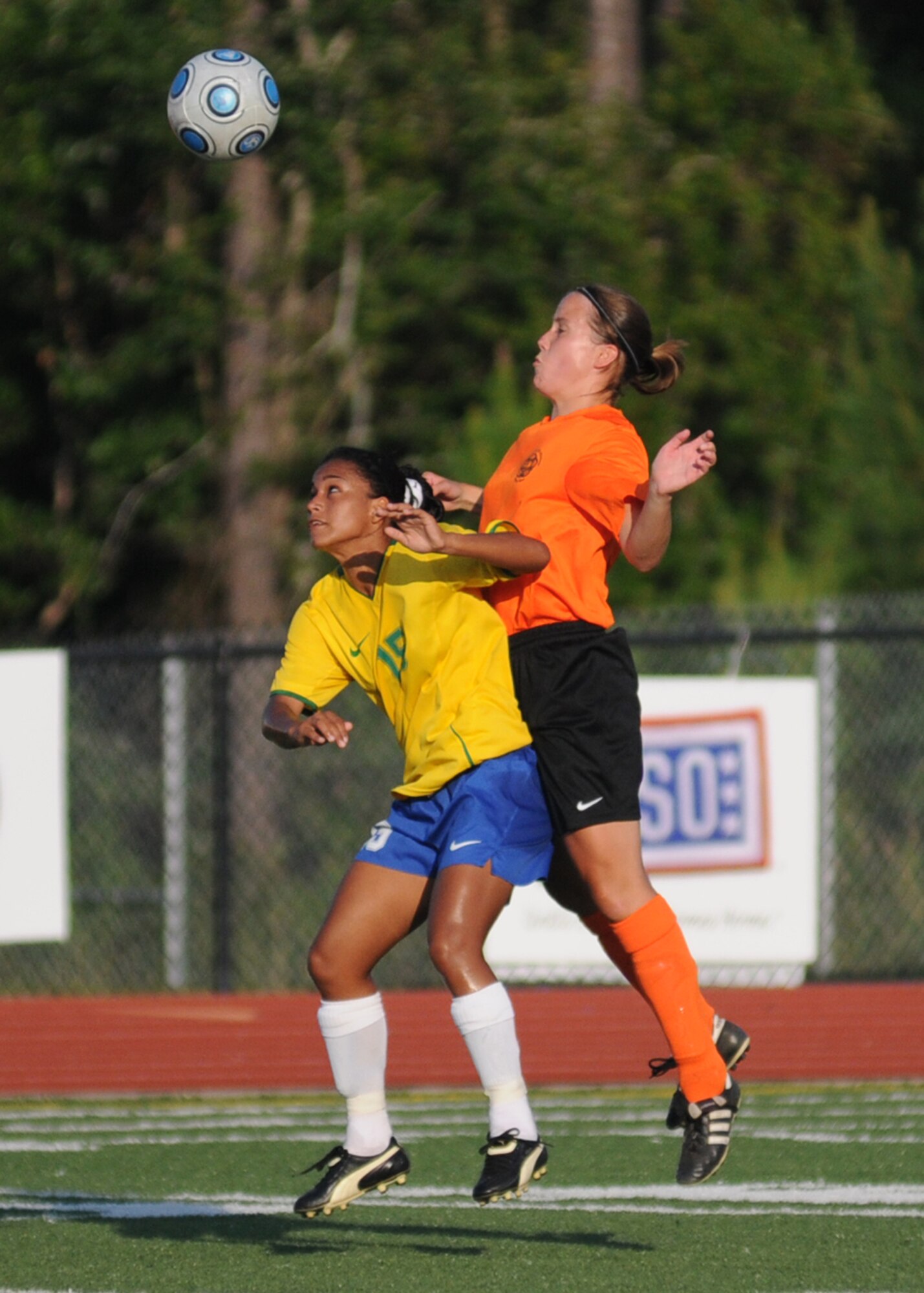 The Netherlands and  Brazil compete during the 5th CISM Women’s Soccer Championship at the Gulfport Sports Complex 11 June.  The CISM tournament, hosted by Keesler Air Force Base, includes teams from Brazil, Canada, France, Germany, The Netherlands, The Republic of South Korea and the United States.  Matches are being held June 6 to 13, with the Gold match June 13 at 2 p.m.  Organizers say the tournament gives teams and people who attend a chance to develop bonds and life-long friendships between the countries and a chance to learn about one another’s cultural similarities and differences.  (U.S. Air Force photo by Kemberly Groue)