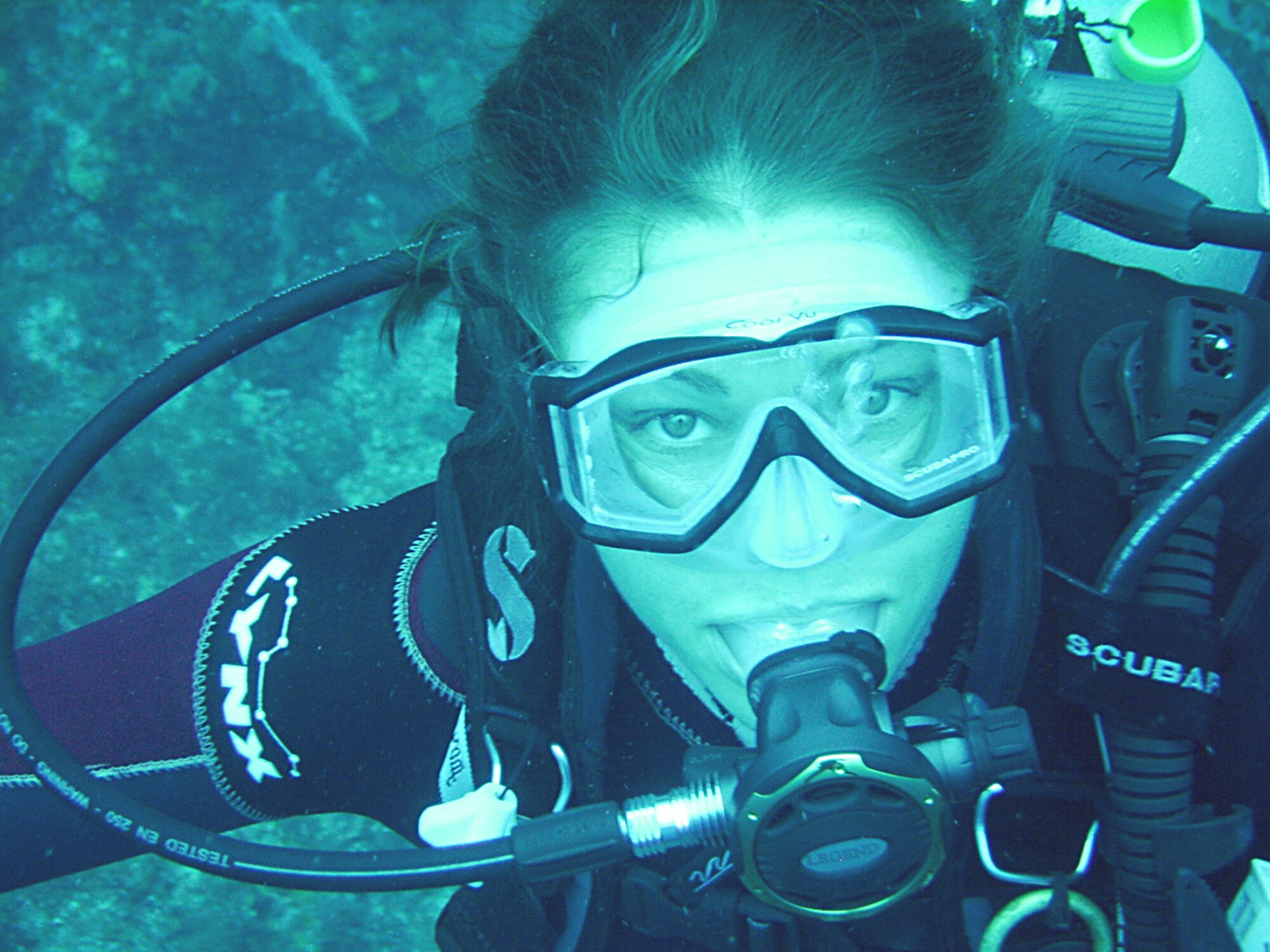 Sergeant Linde scuba diving in Honduras recently (Courtesy photo)