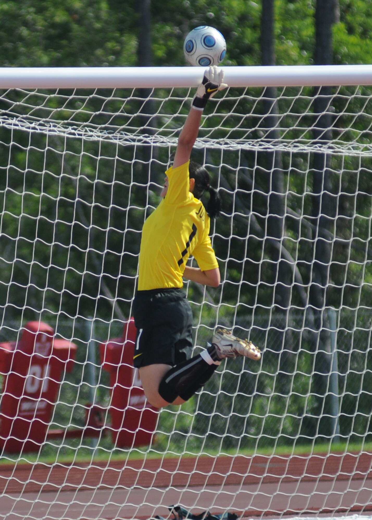 France and The Republic of South Korea compete during the 5th CISM Women’s Soccer Championship at the Gulfport Sports Complex 11 June.  The CISM tournament, hosted by Keesler Air Force Base, includes teams from Brazil, Canada, France, Germany, The Netherlands, The Republic of South Korea and the United States.  Matches are being held June 6 to 13, with the Gold match June 13 at 2 p.m.  Organizers say the tournament gives teams and people who attend a chance to develop bonds and life-long friendships between the countries and a chance to learn about one another’s cultural similarities and differences.  (U.S. Air Force photo by Kemberly Groue)