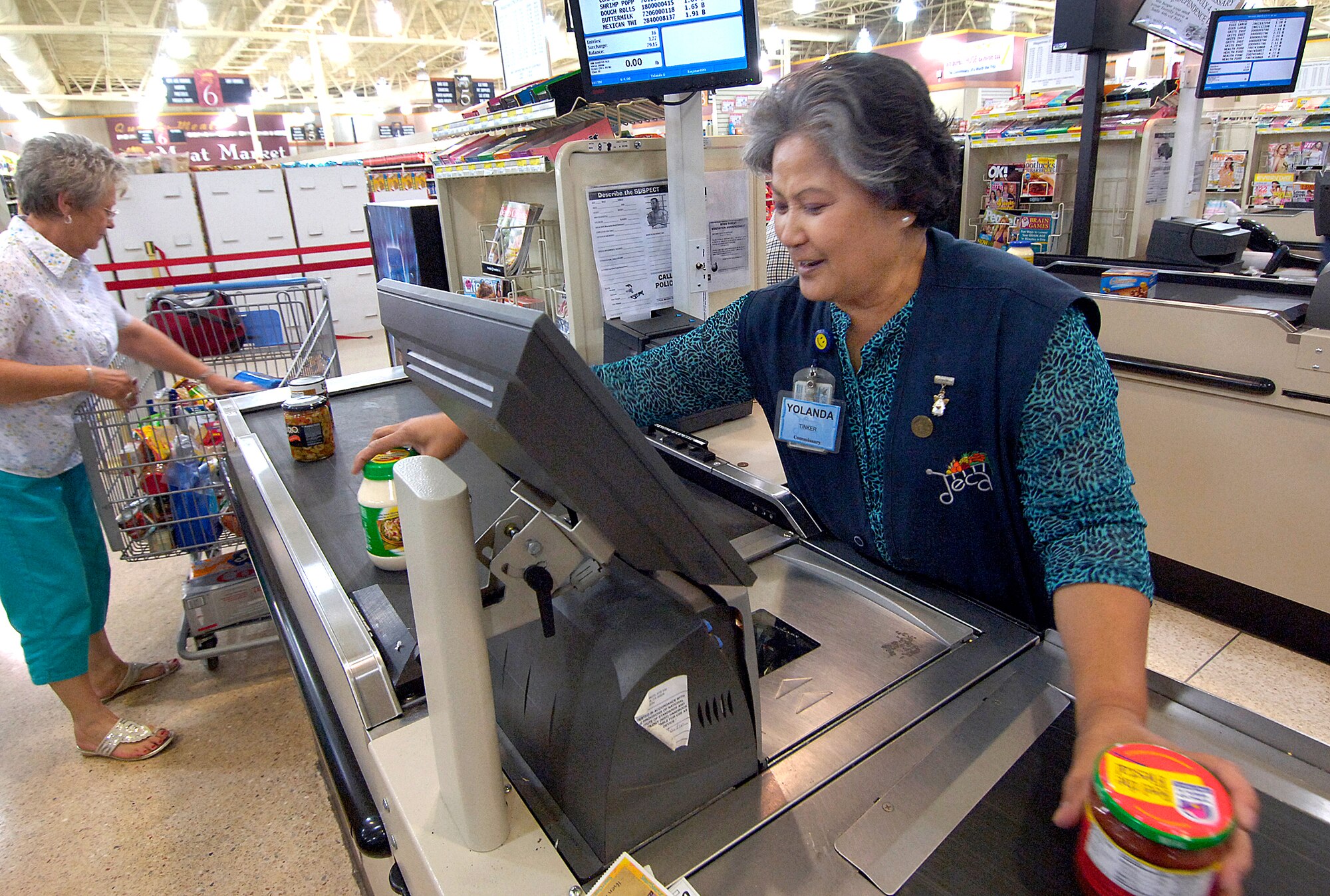 Yolanda Grady is a Tinker Commissary cashier and a favorite of customers, according to management there. Customer service was a noted plus that helped earn the Defense Commissary Agency a Best Super Store award, among several other awards for the Tinker Commissary.