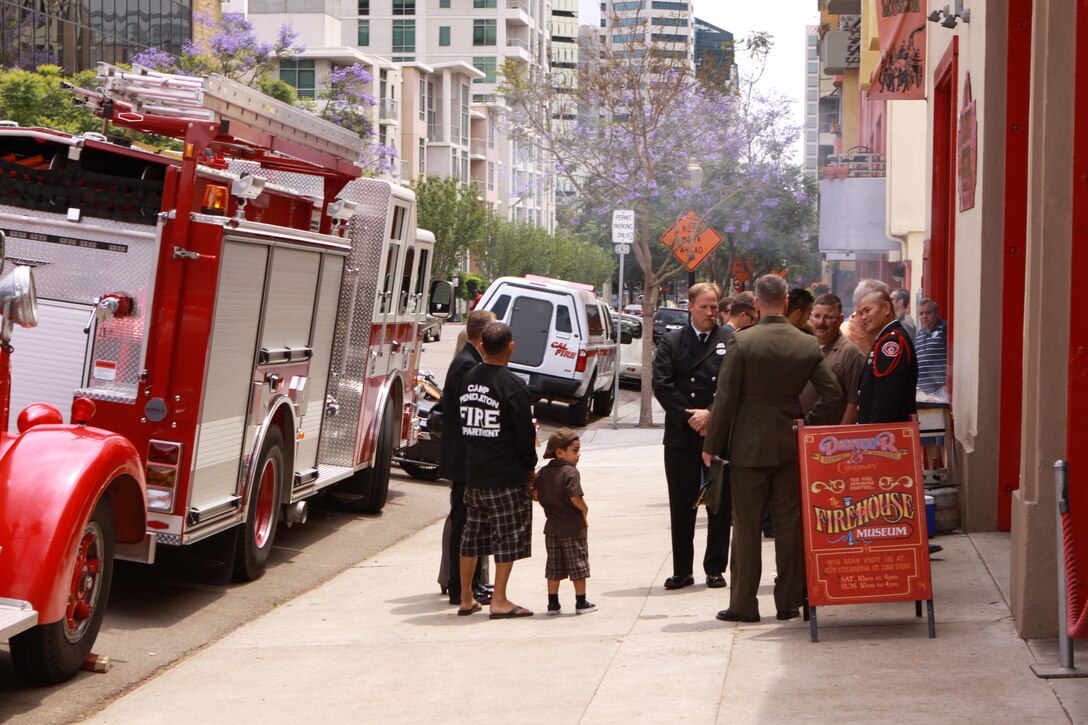 Camp Pendleton donated the use of the fire engine seen here in addition to the honor guard provided. Base officials including the fire chief and commanding officer of security battalion were also in attendance.