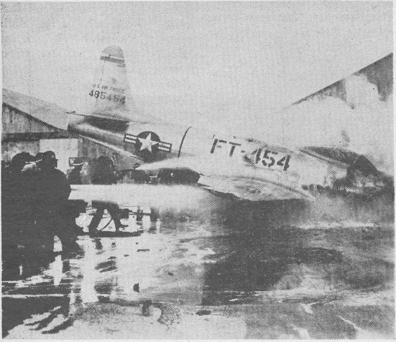 A mid-air collision over the skies of Misawa Air Base June 13, 1949, killed two pilots and destroyed at least eleven F-80s and four F-51s and damaged countless others.