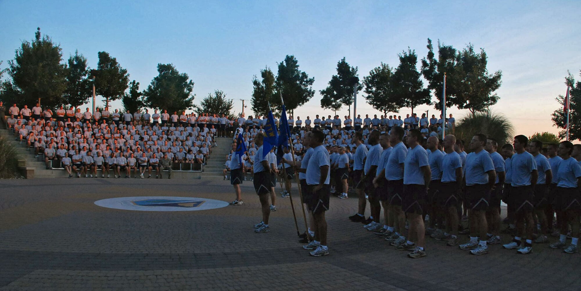 LAUGHLIN AIR FORCE BASE, Texas -- Nearly 500 Laughlin members turned out at
Heritage Park to bid farewell to Chief Master Sgt. Bruce Heinzen, 47th
Flying Training Wing command chief, here June 5. Chief Heinzen was caught by
surprise at the early-morning ceremony, organized by the enlisted
leadership, where he was presented with an end-of-tour Meritorious Service
Medal. He's been command chief at Laughlin since June of 2007. (U.S. Air
Force photo by Airman 1st Class Sara Csurilla)
