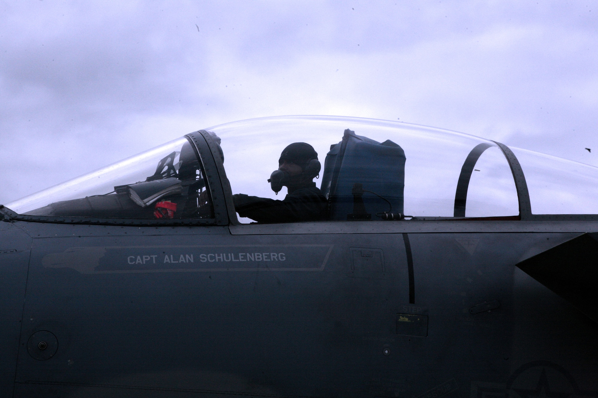 Air Force Staff Sgt. Lester Pruitt, an F-15C crew chief with the 44th Aircraft Maintenance Unit out of Kadena, Japan, runs a diagnostic on an F-15C engine during a preflight inspection June 16 at Elmendorf Air Force Base, Alaska (Photo by Sgt. Ricardo Branch, 8th Theater Sustainment Command Public Affairs).