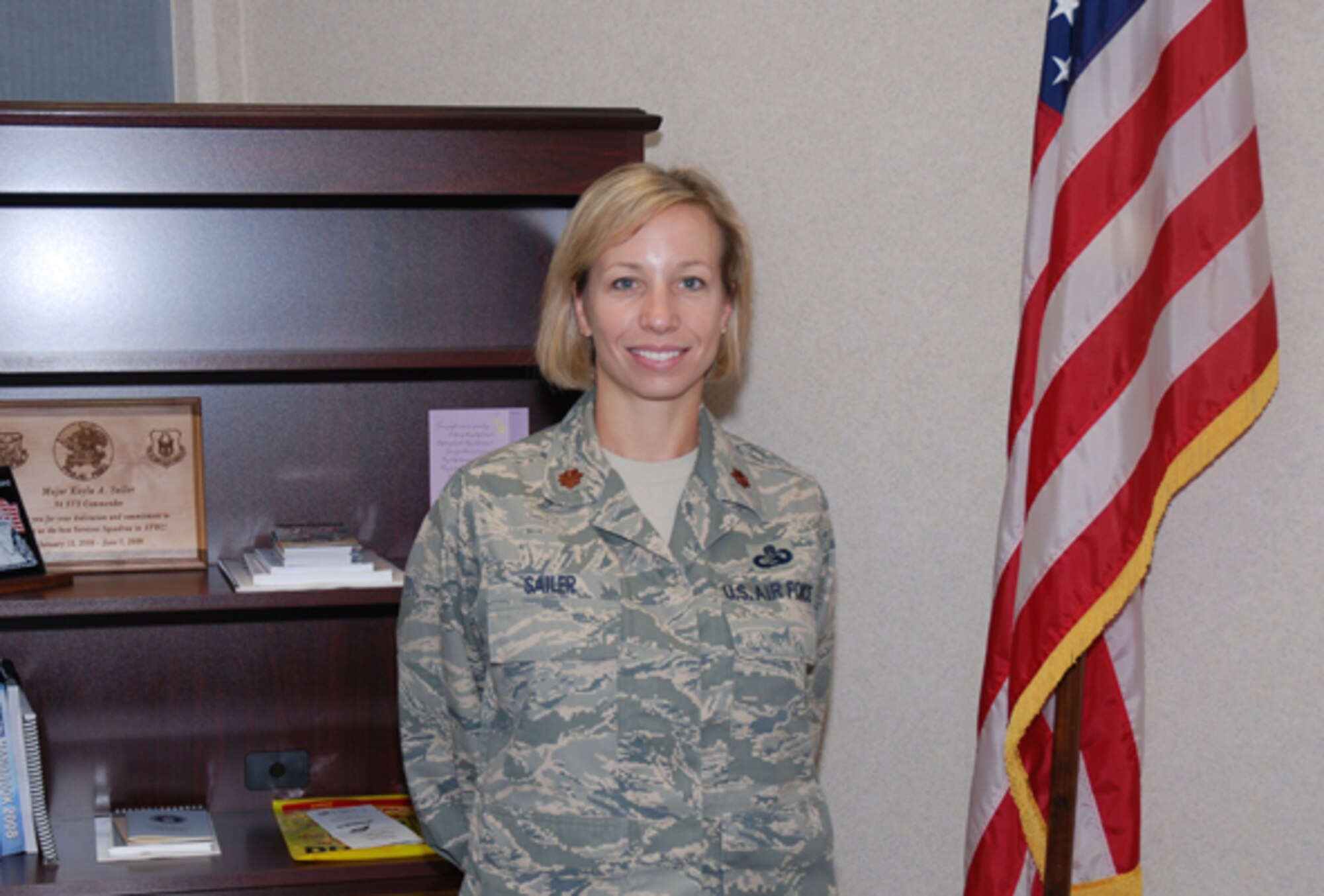 Maj. Kayla A. Sailer, 94th Communications Flight commander, is responsible for managing all Communications functions of Dobbins ARB, serving as the focal point for systems administration, network operations and maintenance, and IT security and systems accreditation. (U.S. Air Force photo/Tech. Sgt. James Branch)
