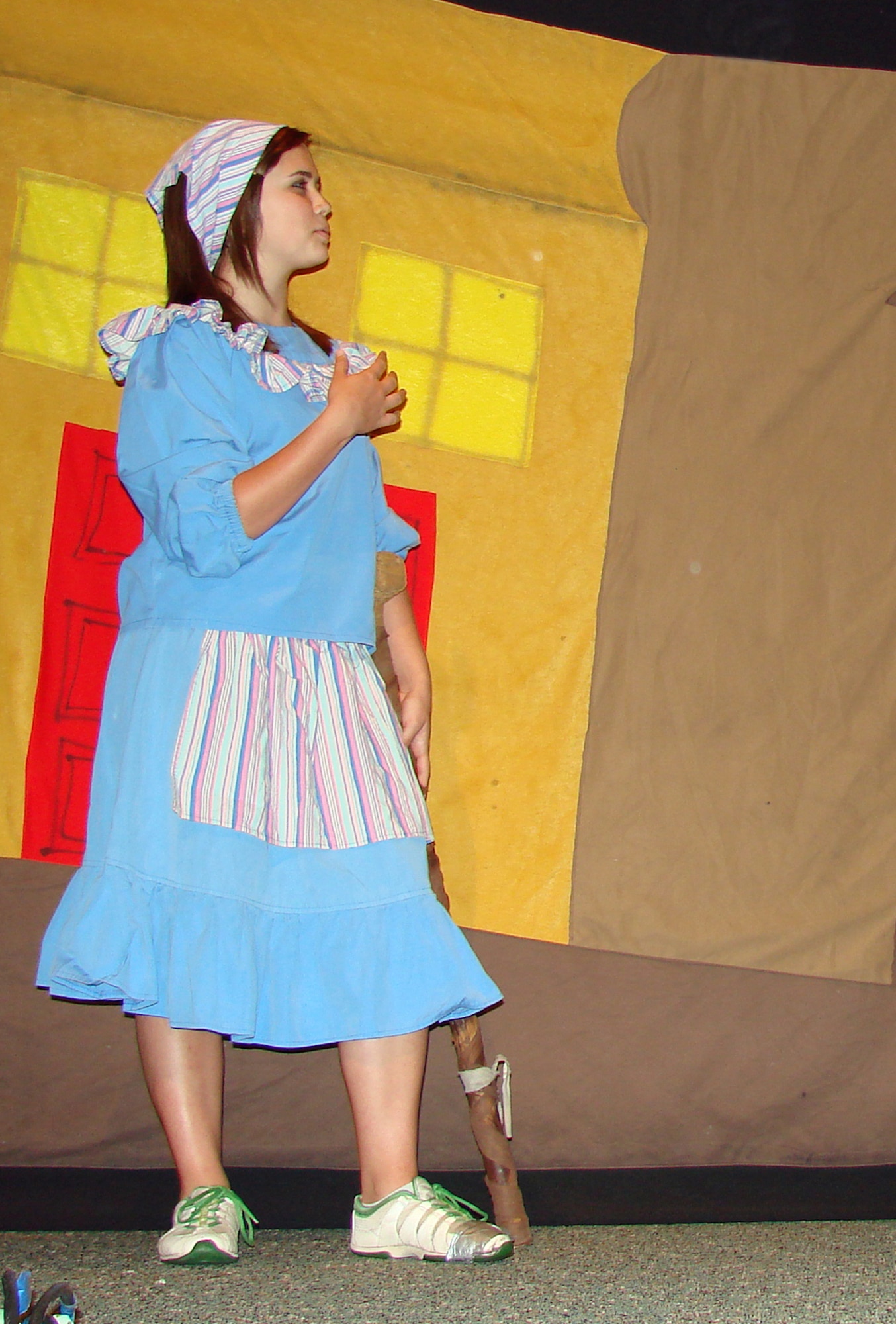 Alora Yarbrough plays the role of Sara in the Missoula Performing Arts camp production of “The Pied Piper” in Vance’s Base Auditorium June 12. Alora is the daughter of Maj. Steve Yarbrough, 25th Flying Training Squadron. (U.S. Air Force photo/Danielle Lutes)