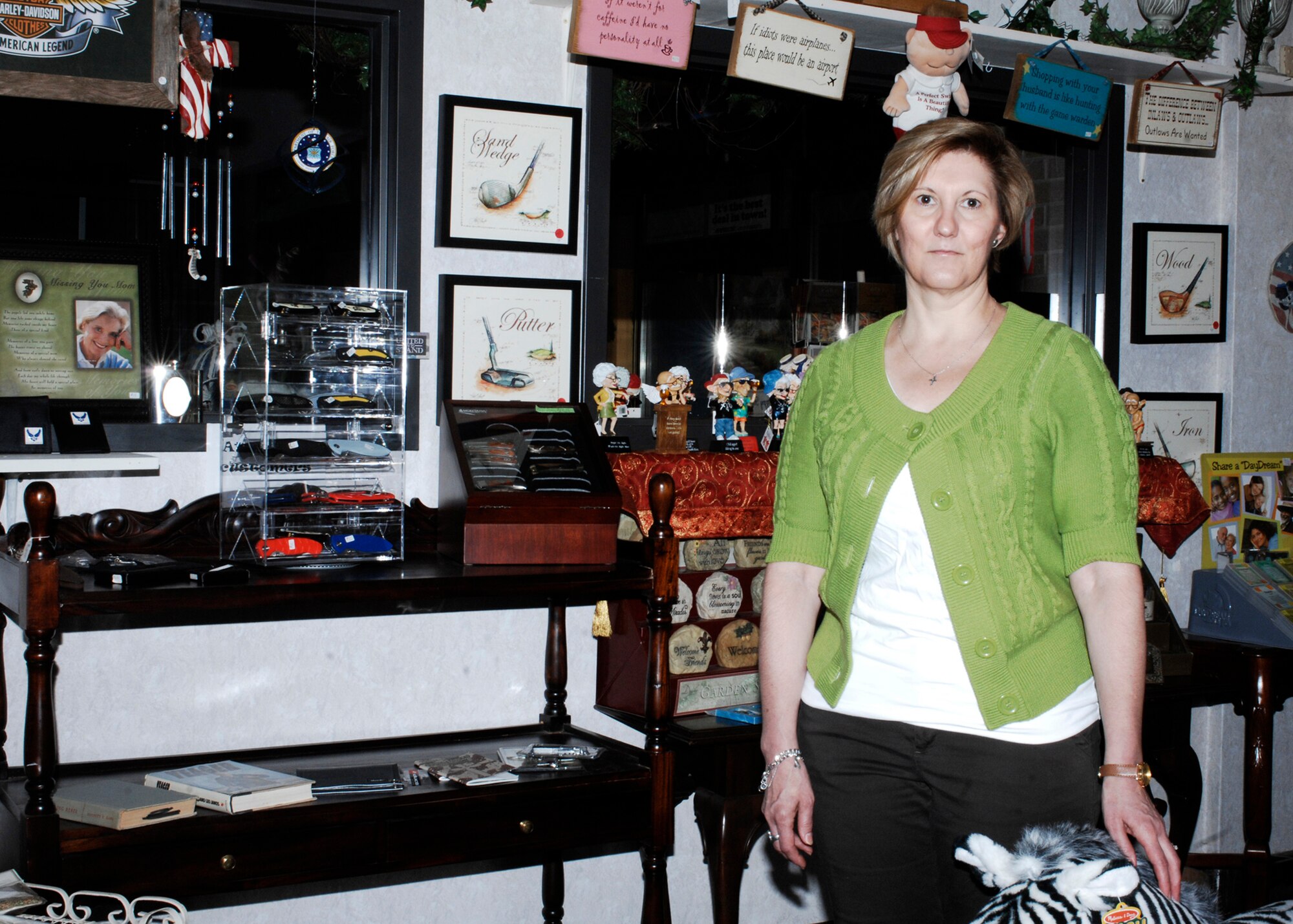 CANNON AIR FORCE BASE, N.M. -- Mary Foster manages Carolyn's, a gift shop at the base exchange here. A major renovation begins June 20 that will increase useable space for more retail items and add additonal vendors to the BX. (U.S. Air Force photo by Greg Allen)