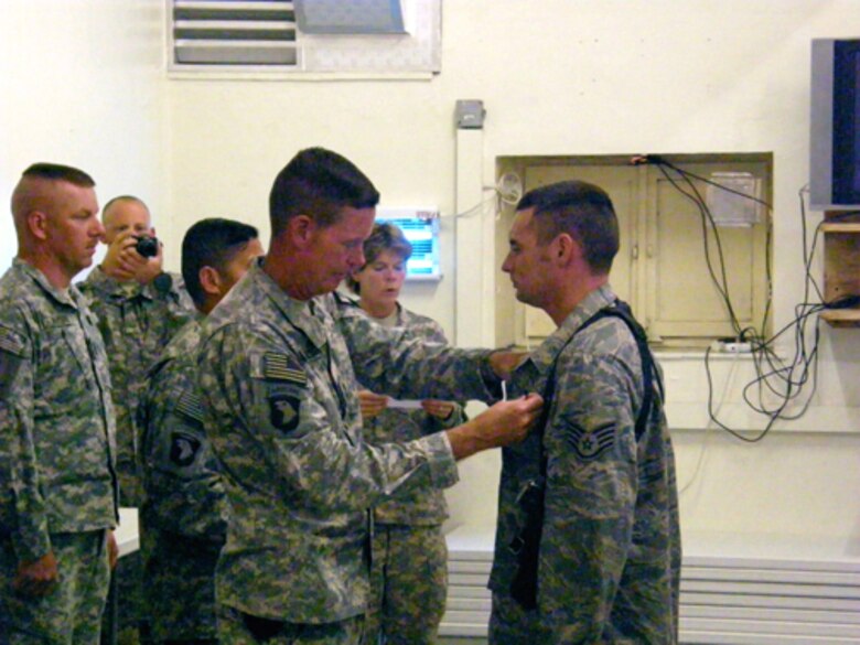 Members of the 139th Security Forces Squadron earned Combat Action Badges and coins recognizing excellence from a two-star army general while deployed to Afghanistan in support of the Missouri Agri-Business Development Team there. 
