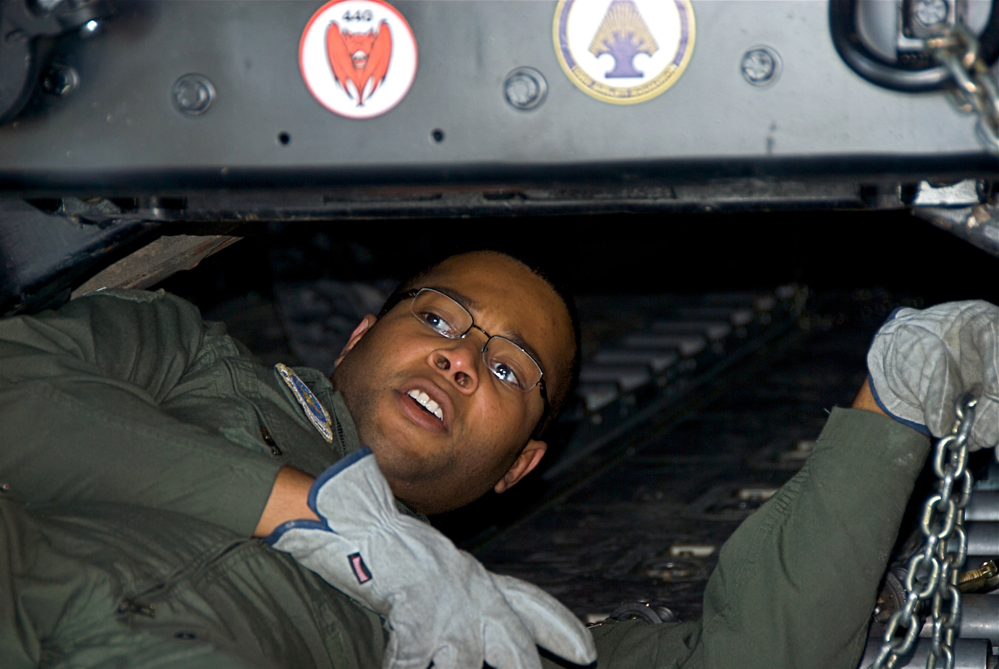 Staff Sgt Marcus Allen a 109th Airlift Squadron Loadmaster secures Moon-1 Humvee Rover aboard a 133rd Airlift Wing, Minnesota Air National Guard C-130 Hercules cargo aircraft in Cambridge Bay, Canada 28 May 2009. The C-130 is delivering much needed supplies and providing transportation of vital equipment to support the Haughton-Mars Project in Resolute, Canada. HMP supports an exploration program aimed at developing new technologies, strategies, human's factors experience, and field-based operational know-how key to planning the future exploration of the Moon and Mars.
U.S. Air Force Photo by Tech Sgt Erik Gudmundson (Released)