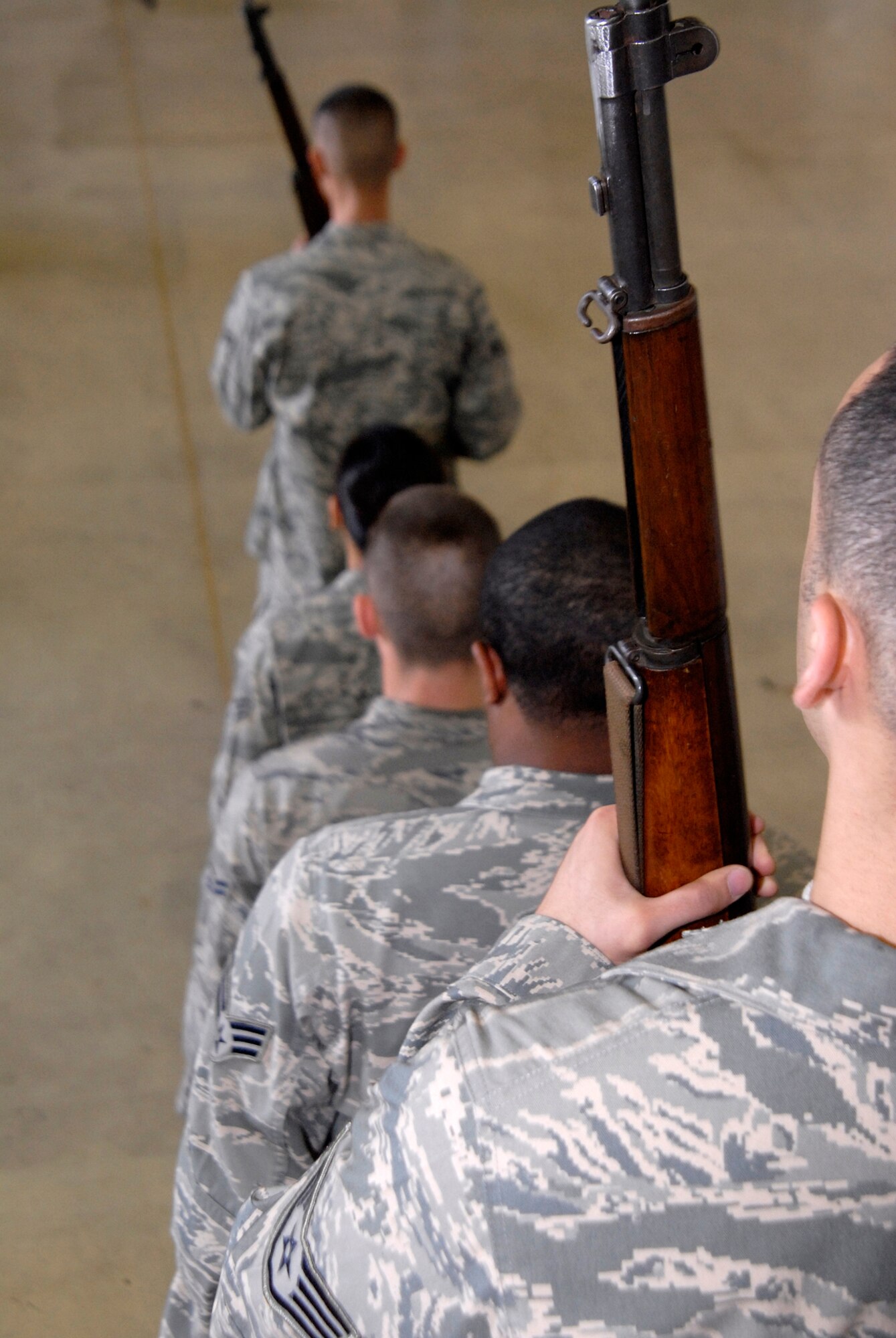 Members of the Kunsan Honor Guard practice at Kunsan Air Base, Republic of Korea, June 3. Kunsan's Honor Guard performs ceremonies ranging from change of command ceremonies to retirements. (U.S. Air Force Photo by SSgt Jason Colbert)









