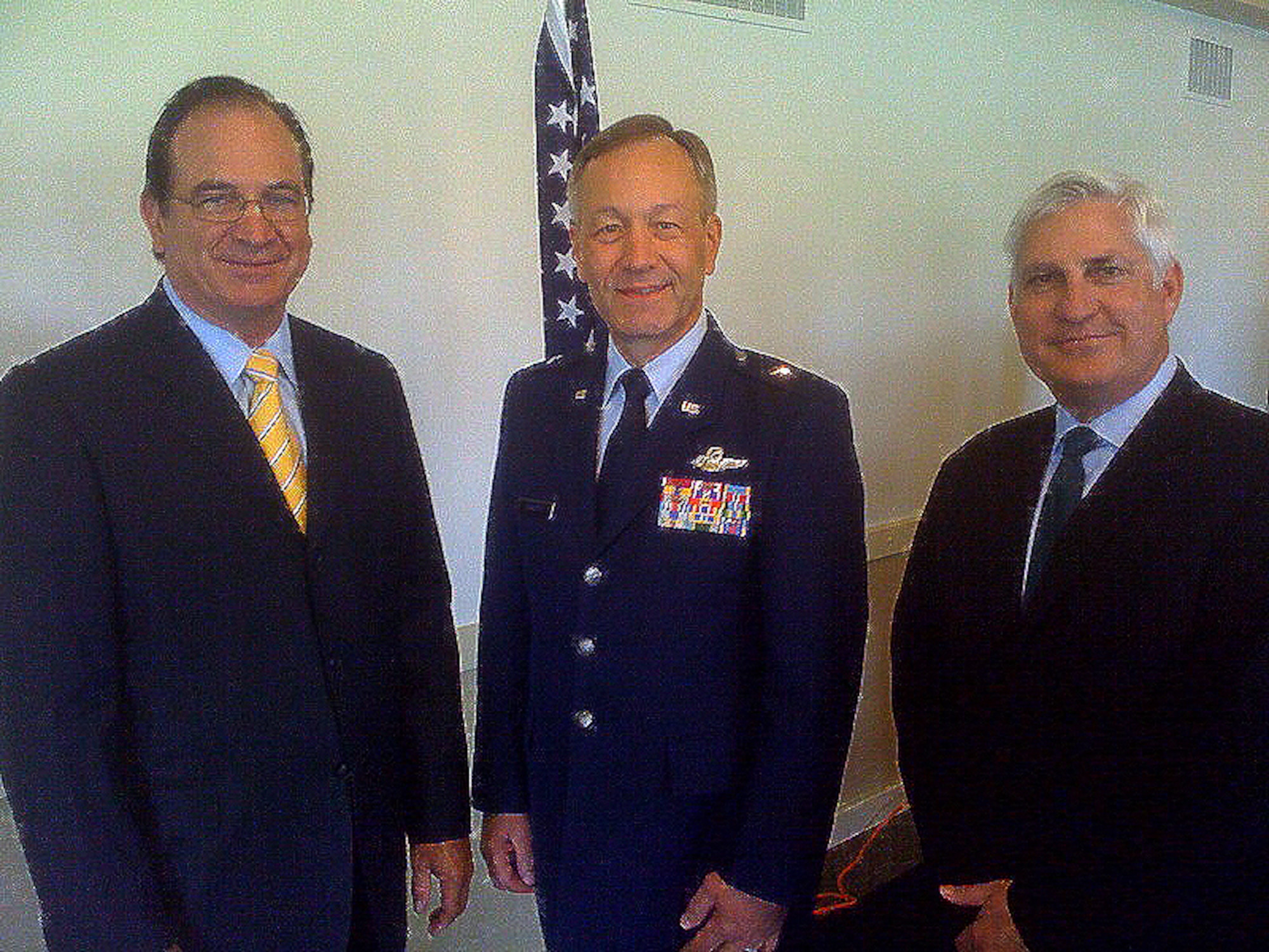 Brig. Gen. Eric Crabtree, Commander, Fourth Air Force, poses with State Senator Bob Huff (29th District, Calif. {L}), and Mr. Jeff Kightlinger, general manager, Metropolitan Water District of Southern California, following a community leader's briefing, hosted by the MWDSC, at the Diamond Bar Golf Course. Senator Huff provided the Sacramento report on the state of water affairs for the region, as California seeks solutions to recover from a current record-setting drought. The MWDSC provides water to March Air Reserve Base, Calif.  (U.S. Air Force photo/Maj. Andra P. Higgs)

