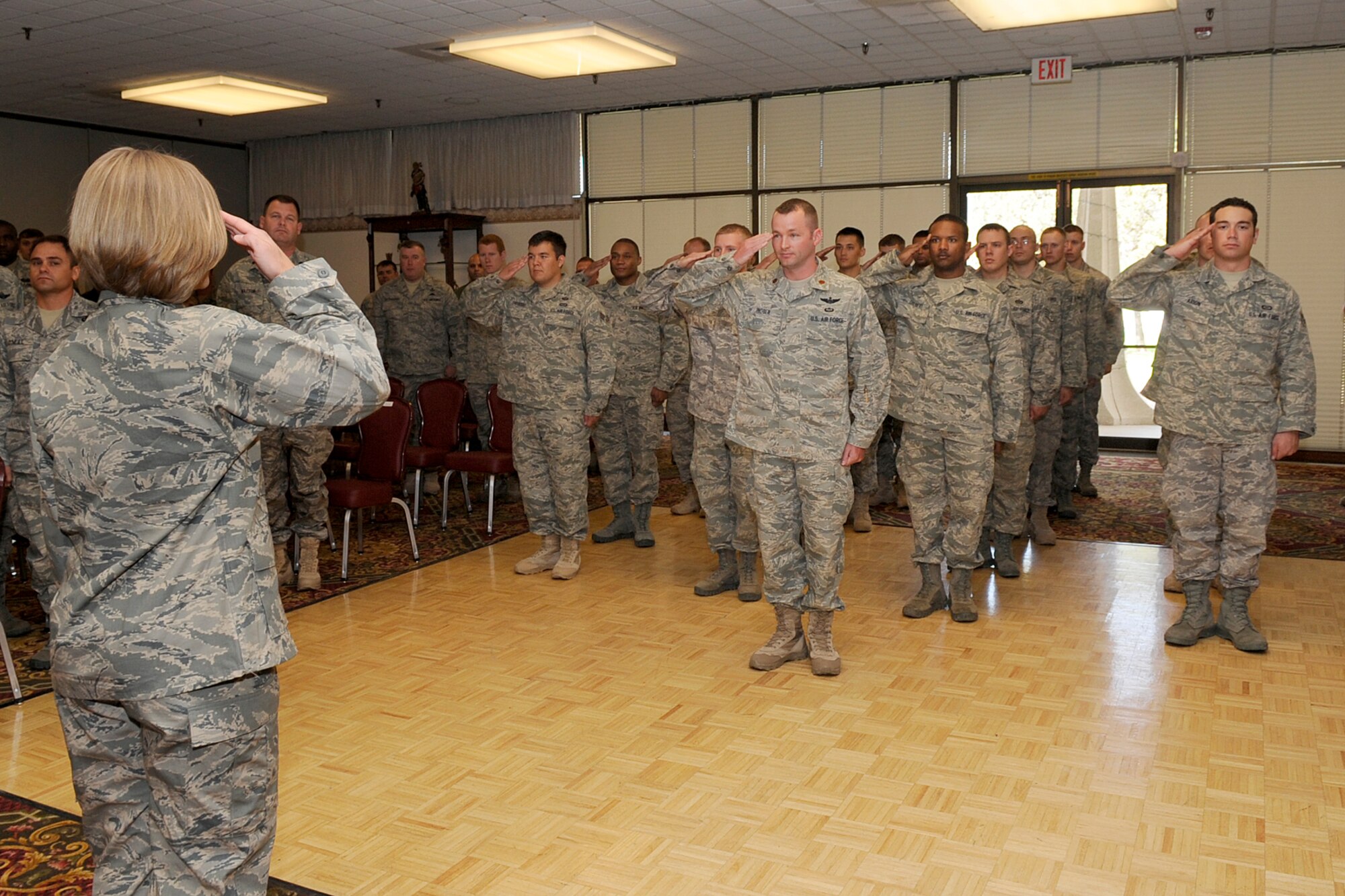 FORT CARSON, Colo. -- Lt. Col. Deanna Violette assumed command of the 13th Air Support Operations Squadron at Fort Carson, Colo., from Col. Howard "Ace" Shrum during a change of command ceremony June 18. (U.S. Air Force by Rob Brussard)