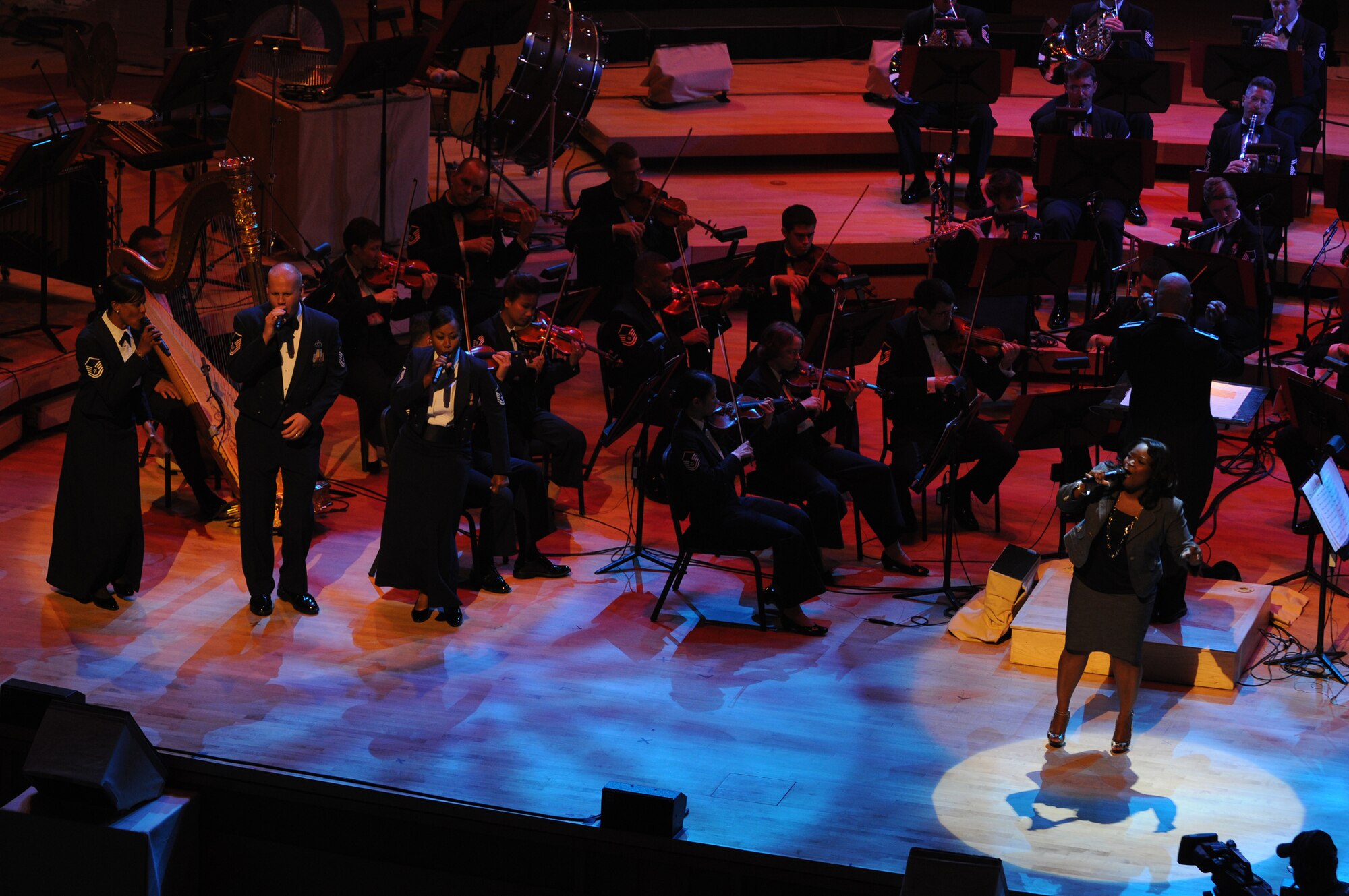 Blues sensation Shemekia Copeland performs with the United States Air Force Band June 17 at the Music Center at Strathmore in North Bethesda, Md. For the third consecutive year, the Band has partnered with Maryland Public Television to create a musical tribute to America's veterans. (U.S. Air Force photo by Senior Airman Marleah Miller)