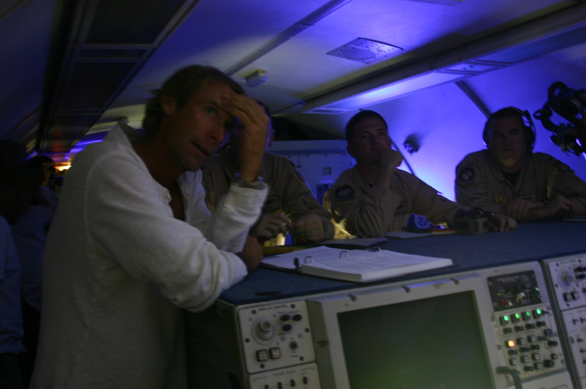 Director Michael Bay spent nearly three hours on the jet talking to and filming the crew for the Transformers sequel. Photo courtesy of 1st Lt. Kinder Blacke.