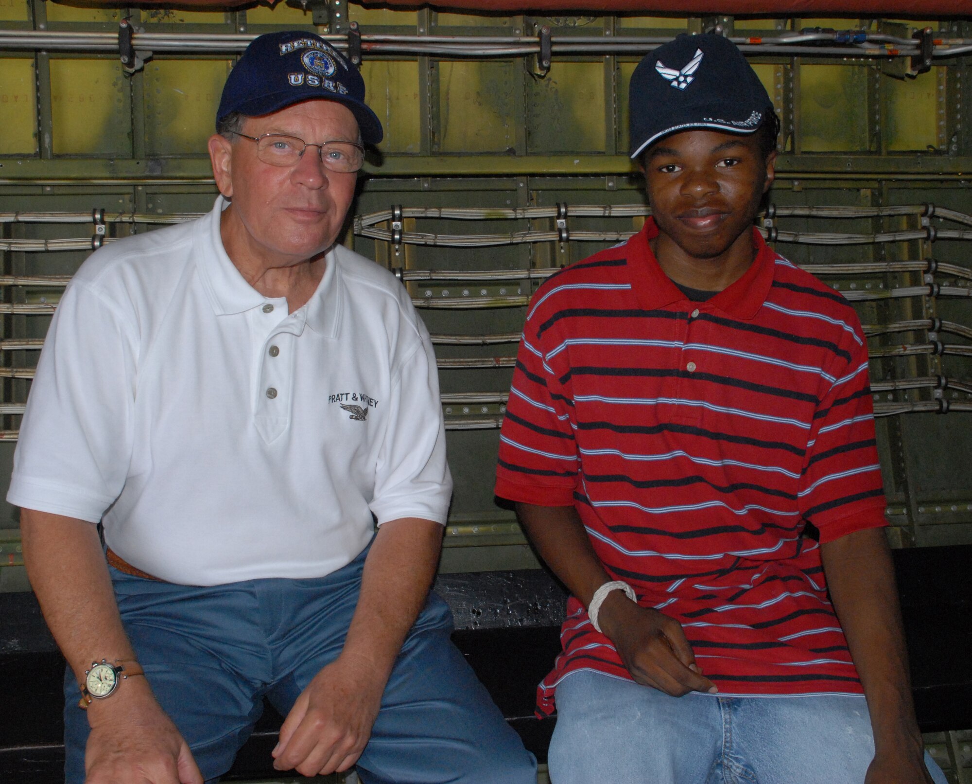 John Csady (with Matiste Wilson), retired Air Force colonel and Easton resident --- “I came out here with Matiste Wilson to give him exposure to the Air Force. I think all branches of the service offer great opportunity to our young Americans and I just wanted Matiste to see what the Air Force is all about.” (U.S. Air Force photo/Tech. Sgt. Kevin Wallace)